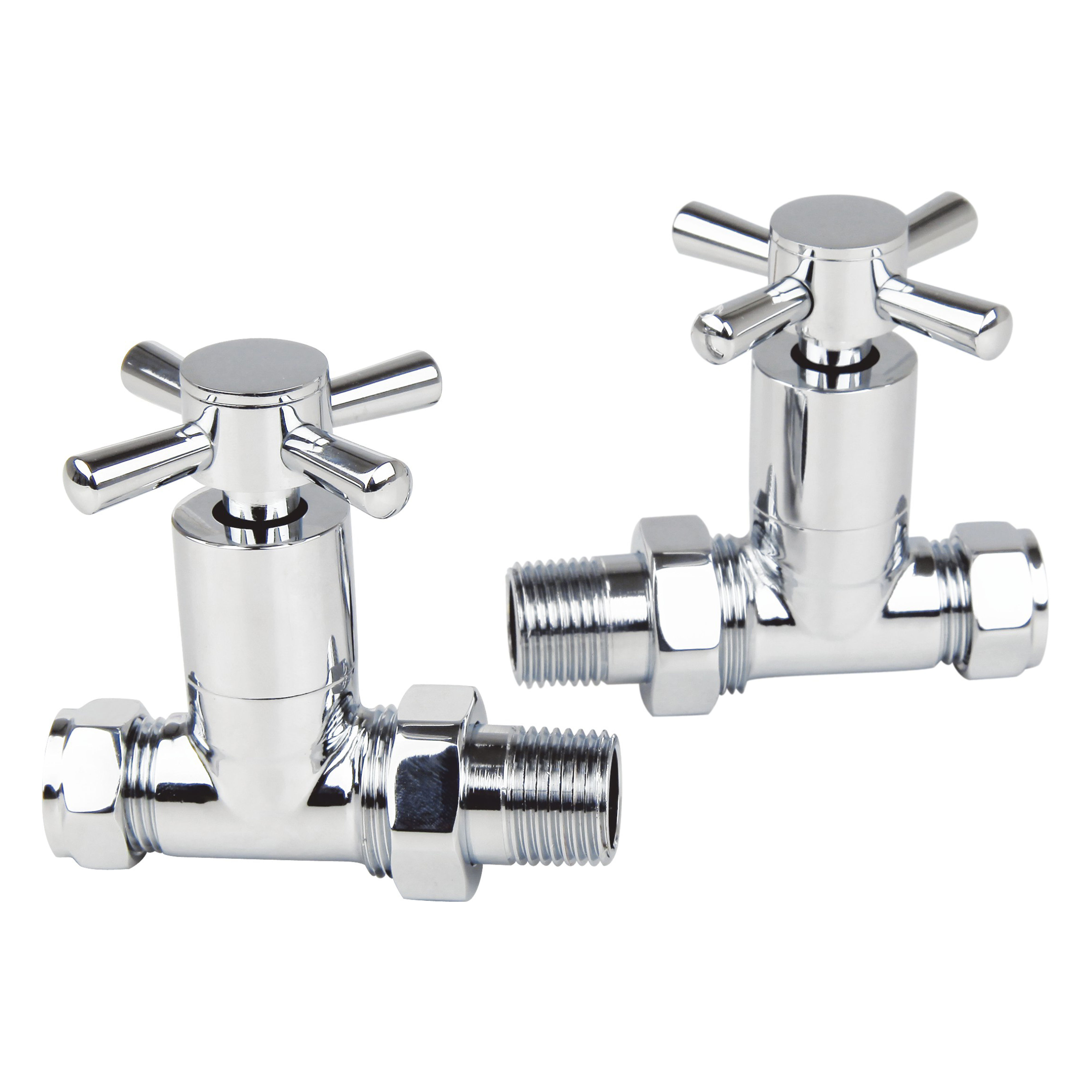 Kartell K-Rad Cross Head Angled Radiator Valves (Pair) Chrome 15mm
