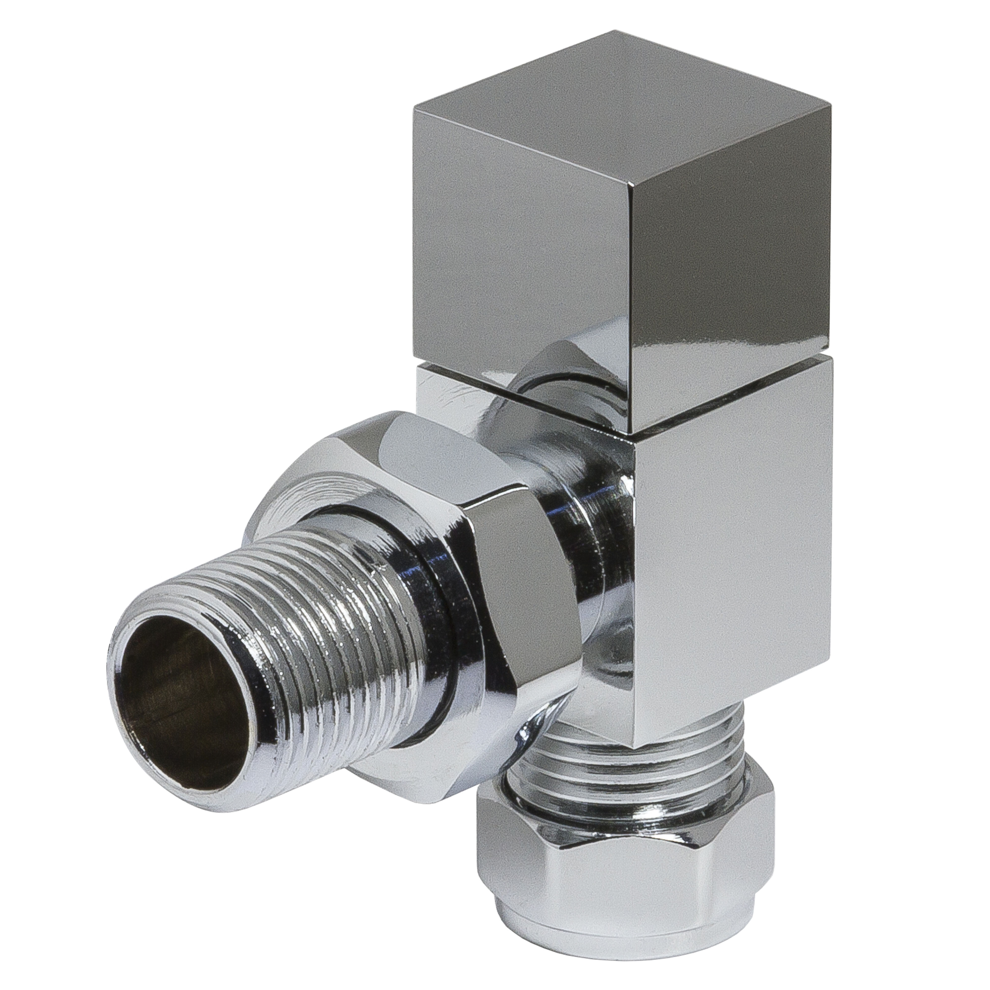 Cube Towel Rail Valves Angled Chrome Plated
