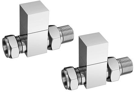 Cube Towel Rail Valves Straight Chrome Plated