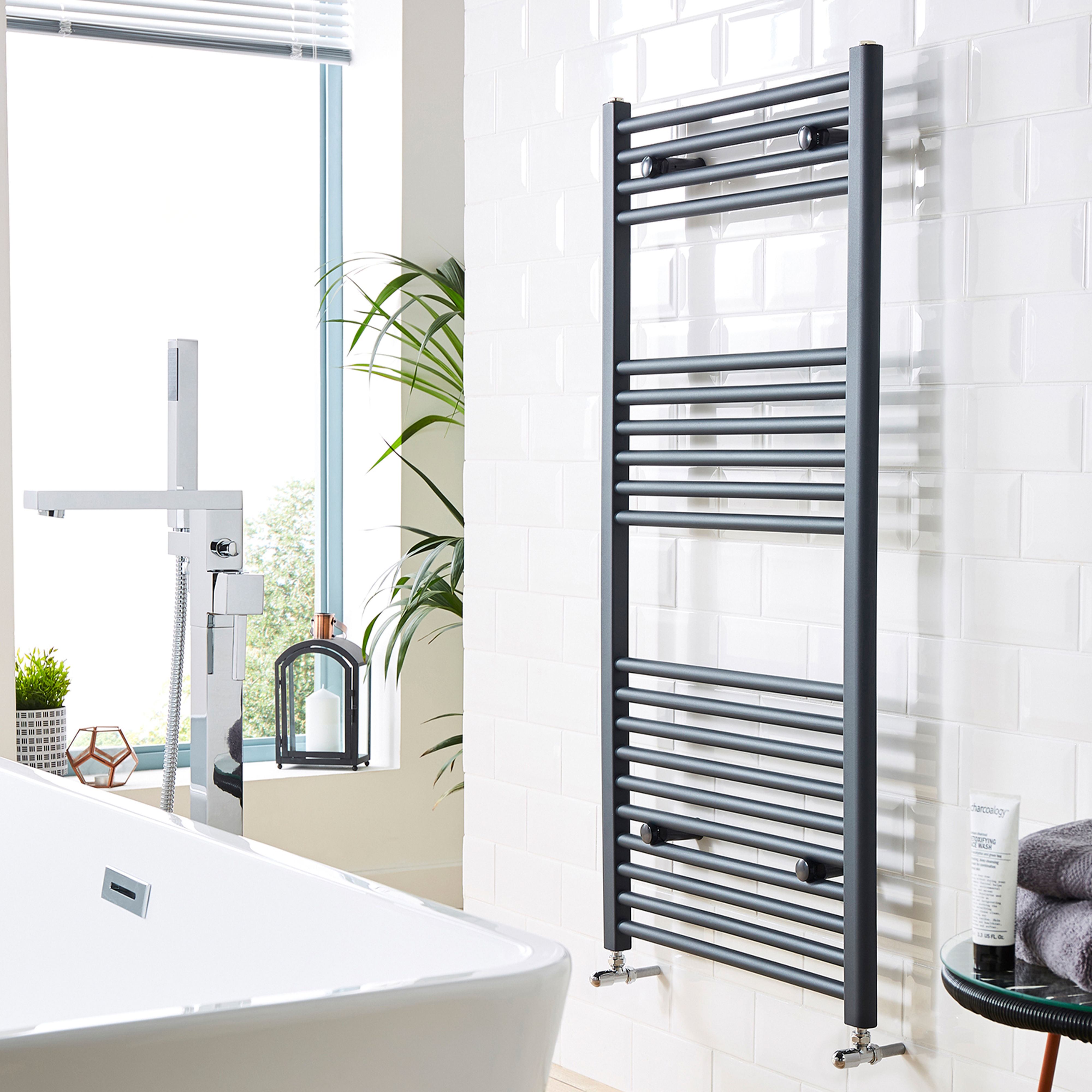 Kartell K-Rail Straight Heated Towel Rail Anthracite 22mm