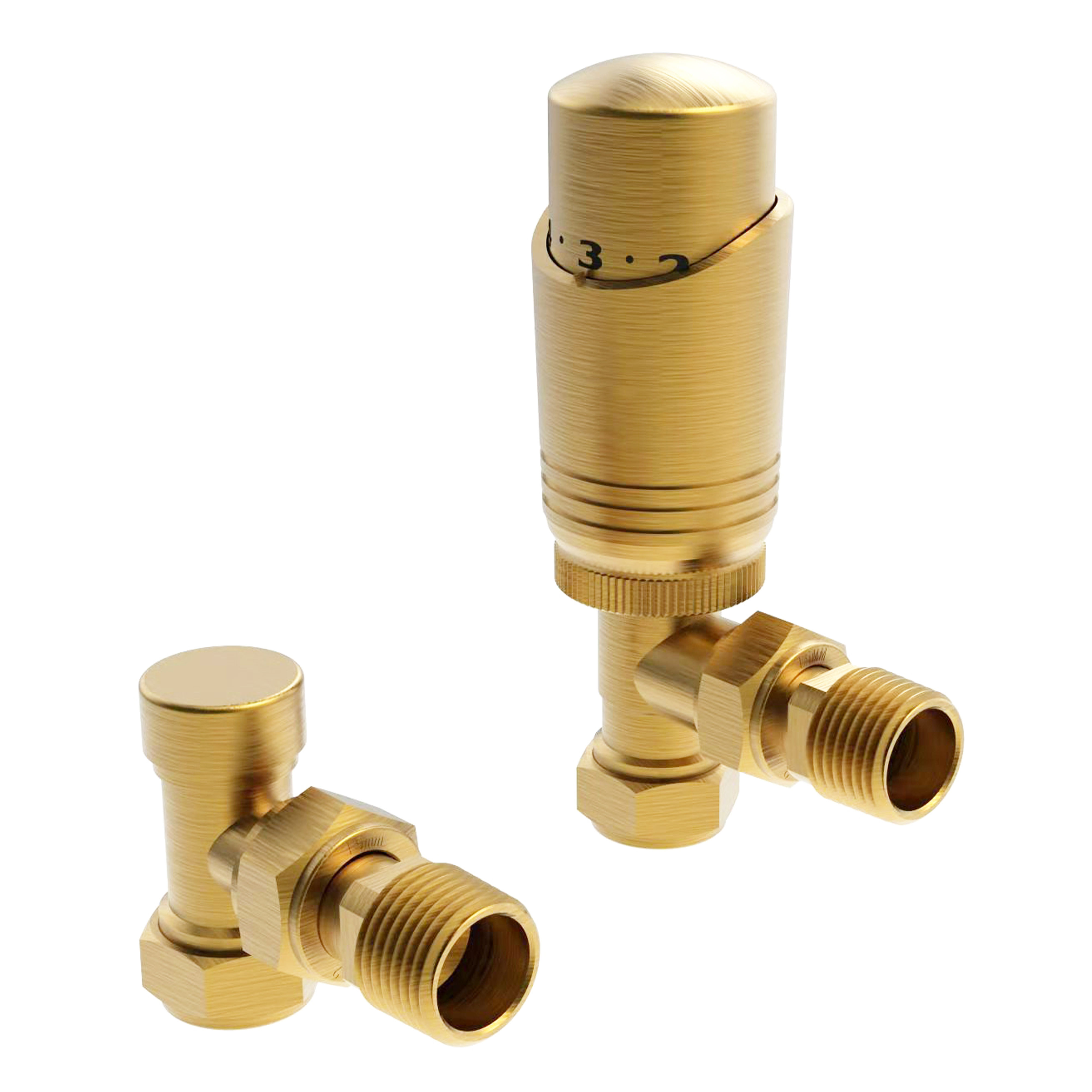 Kartell K-Design Angled TRV and Lockshield Brushed Brass 15mm