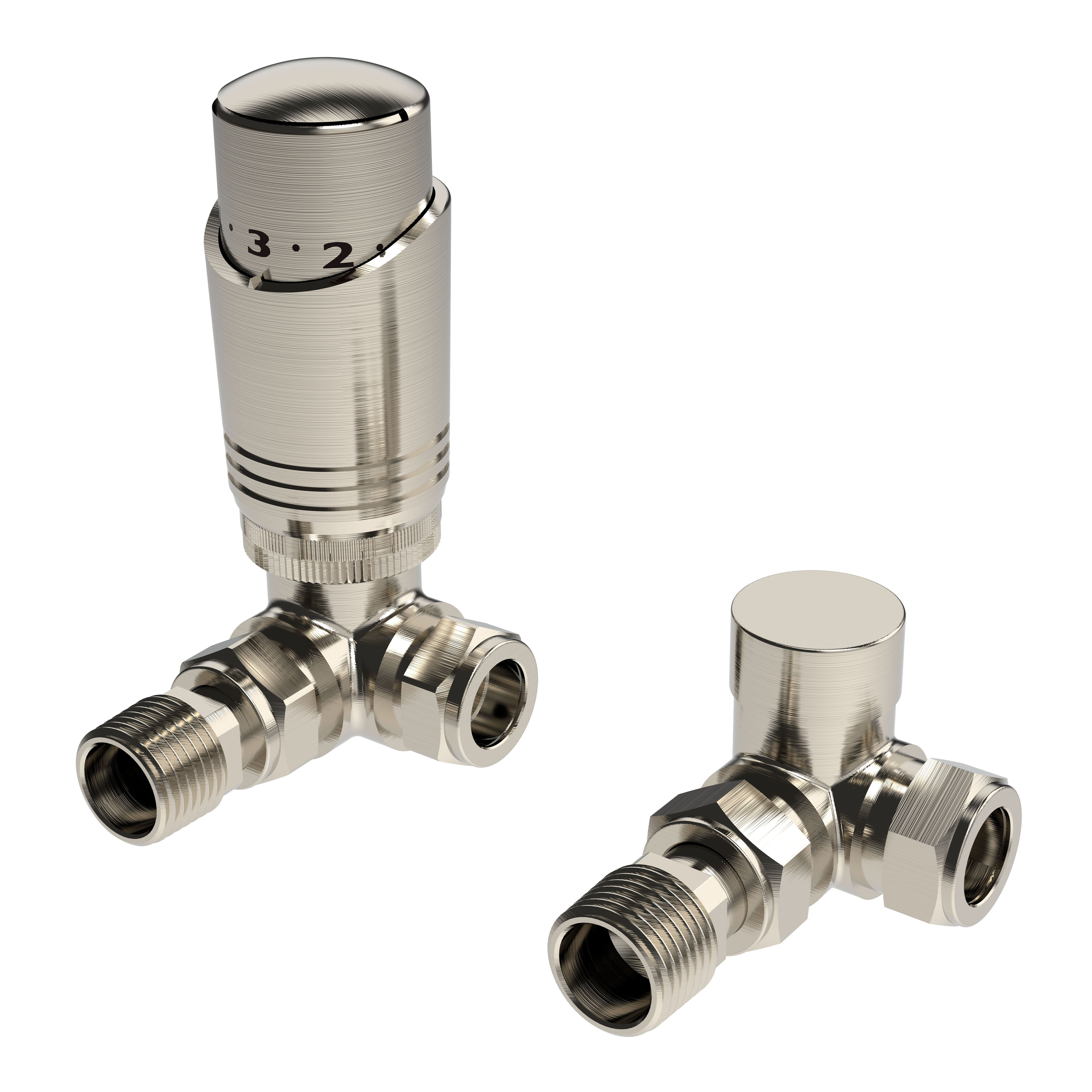 Kartell K-Design Corner TRV and Lockshield Brushed Nickel 15mm