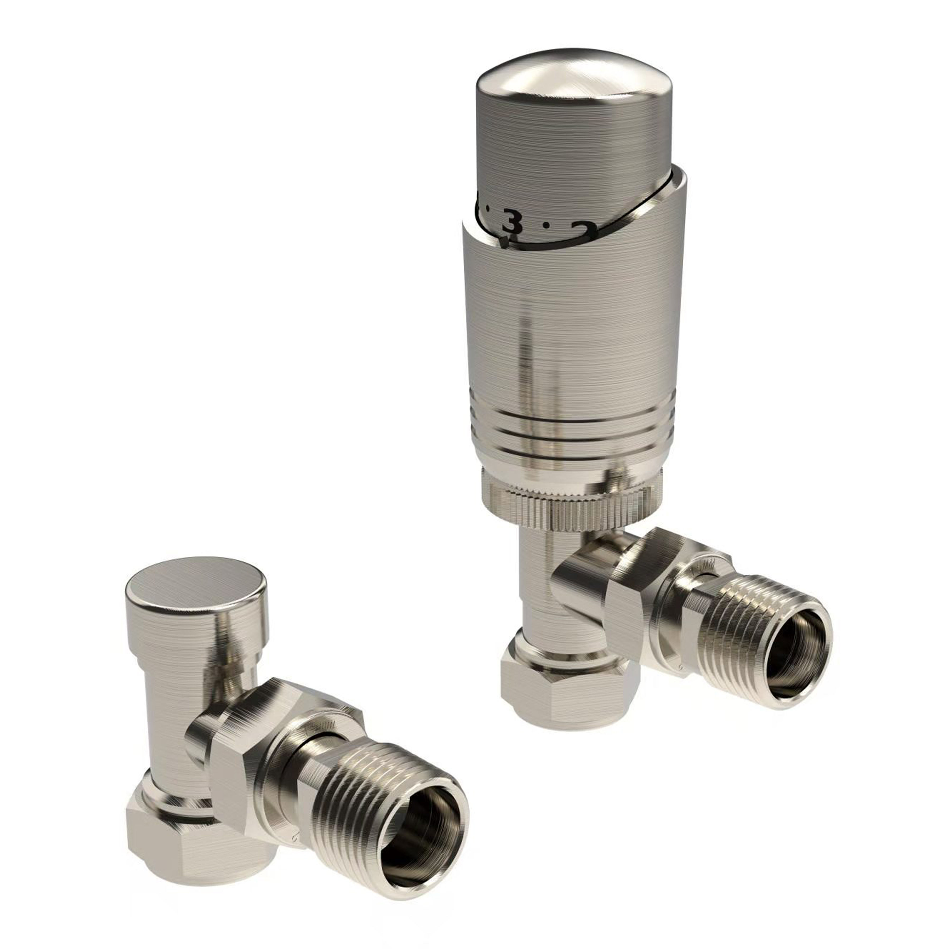 Kartell K-Design Angled TRV and Lockshield Brushed Nickel 15mm