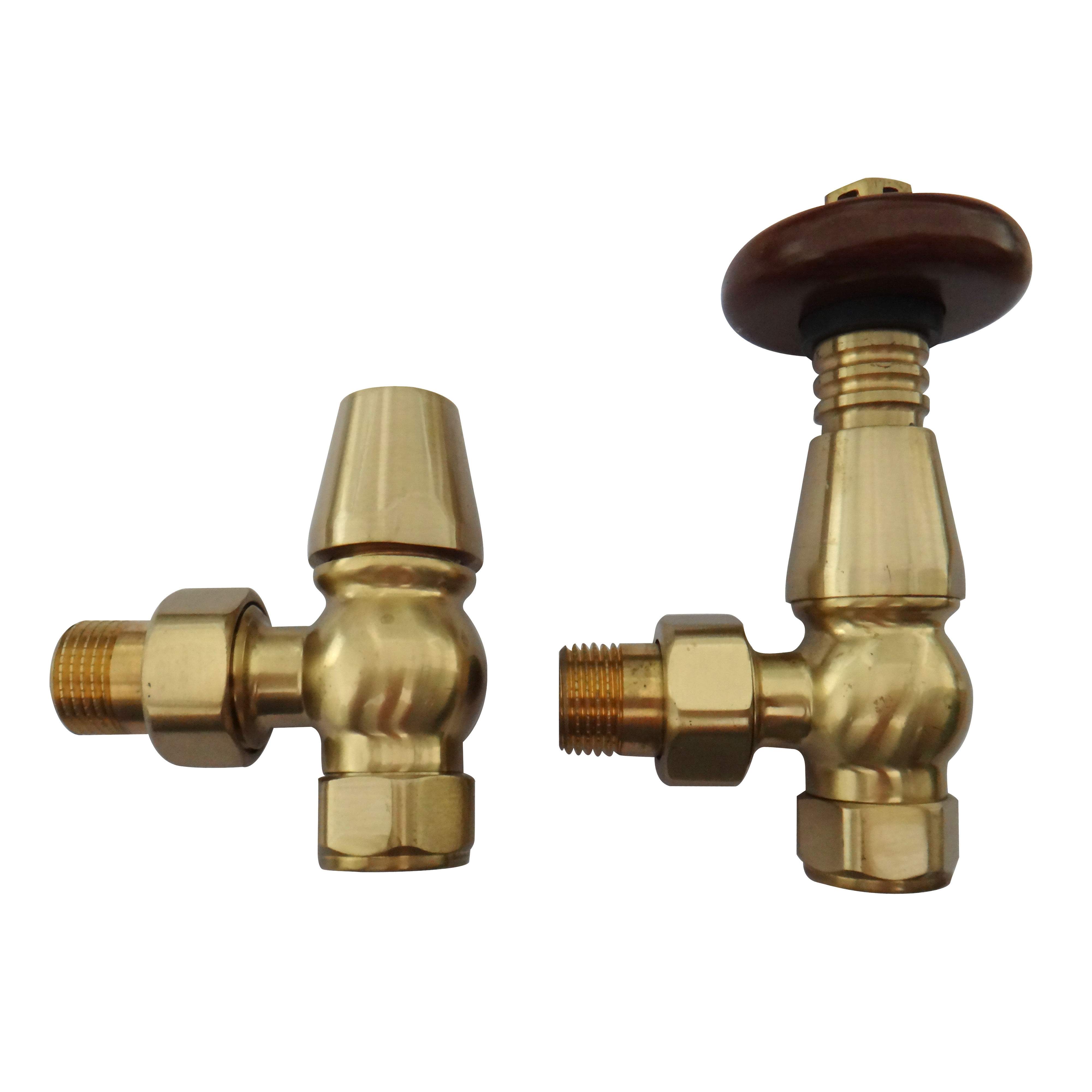 Kartell K-Rad Traditional Angled Radiator Valve (Pair) Brass 15mm