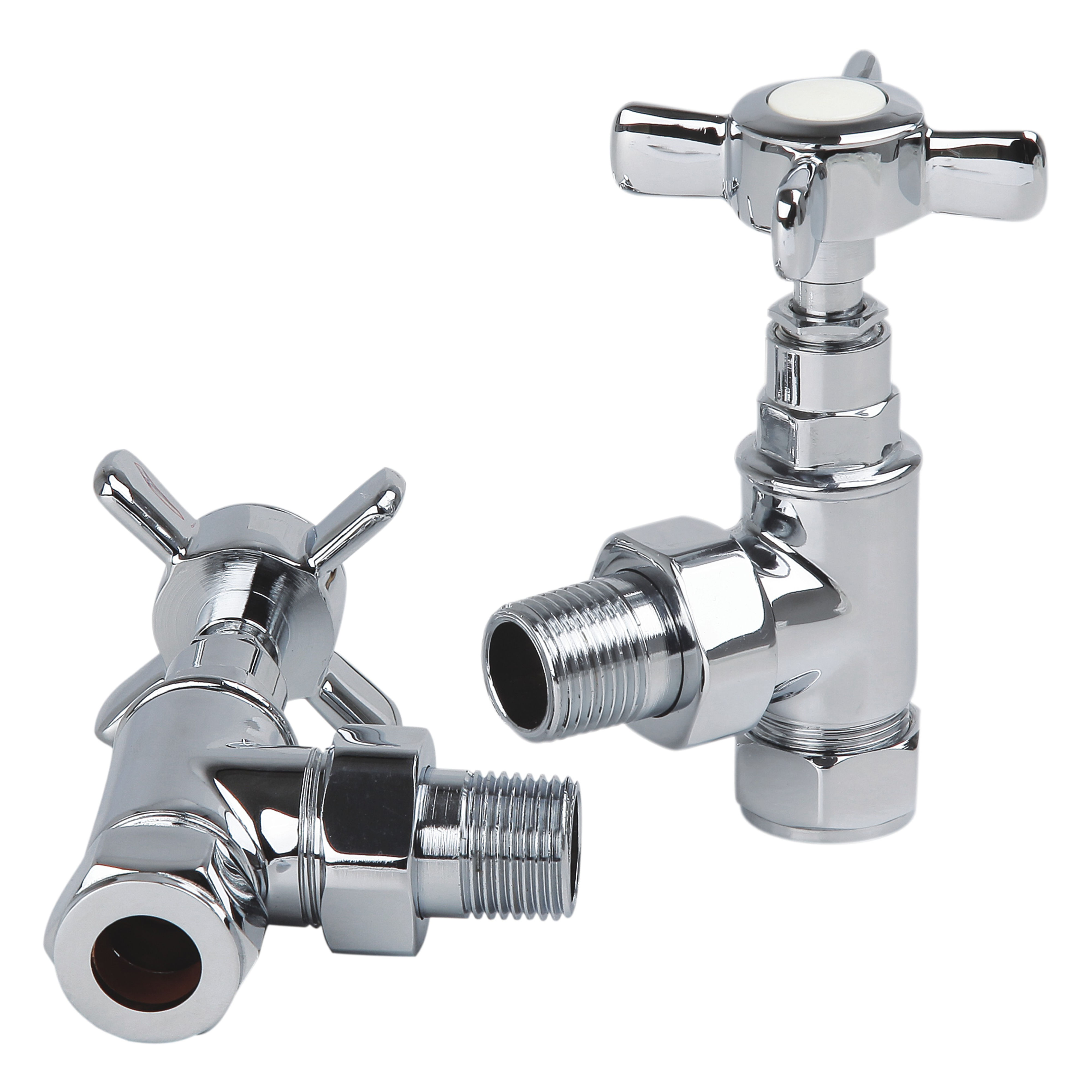Kartell K-Rad Traditional Angled Cross Head Radiator Valve (Pair) Chrome 15mm