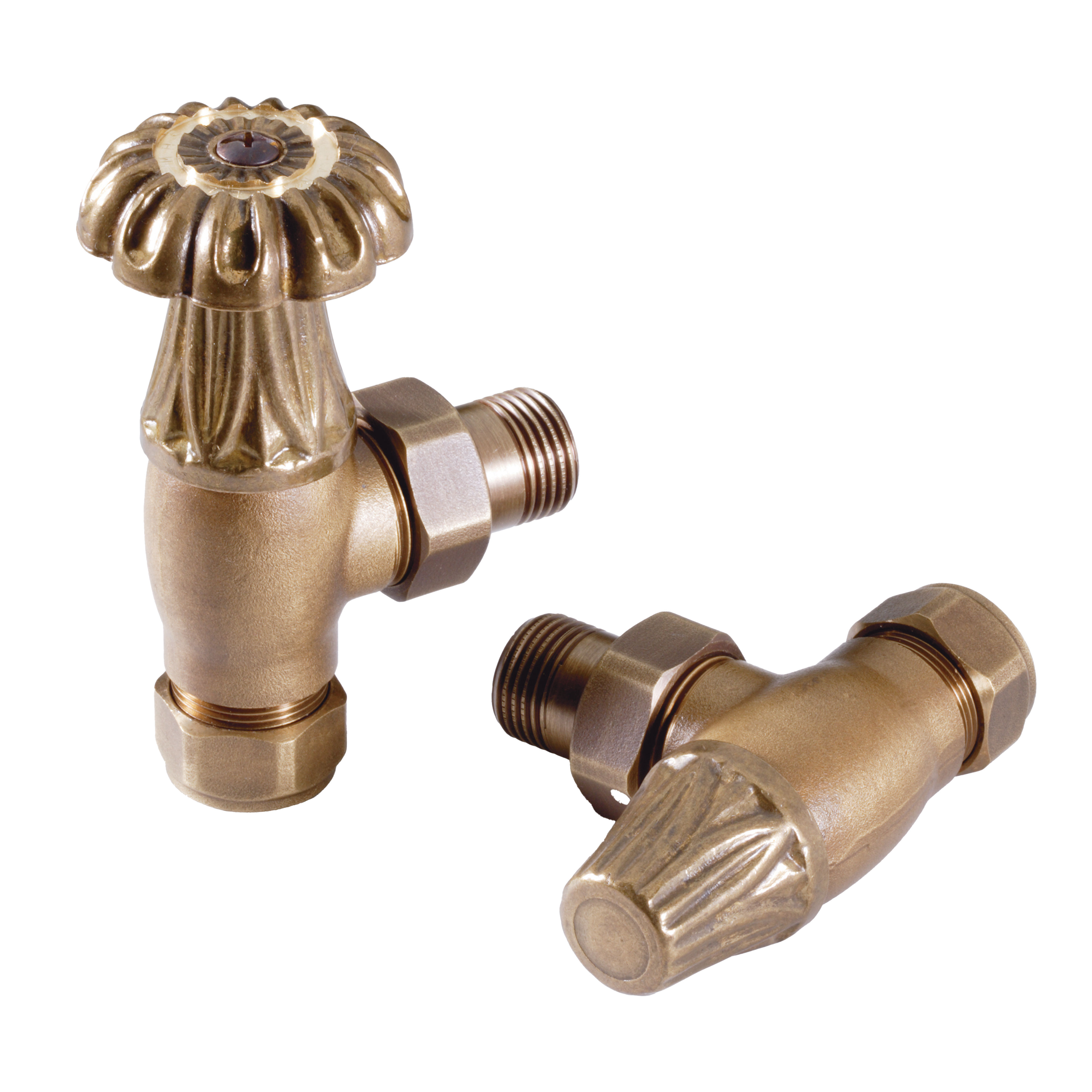 Kartell K-Rad Nostalgia Angled Manual Radiator Valves (Pair) 15mm