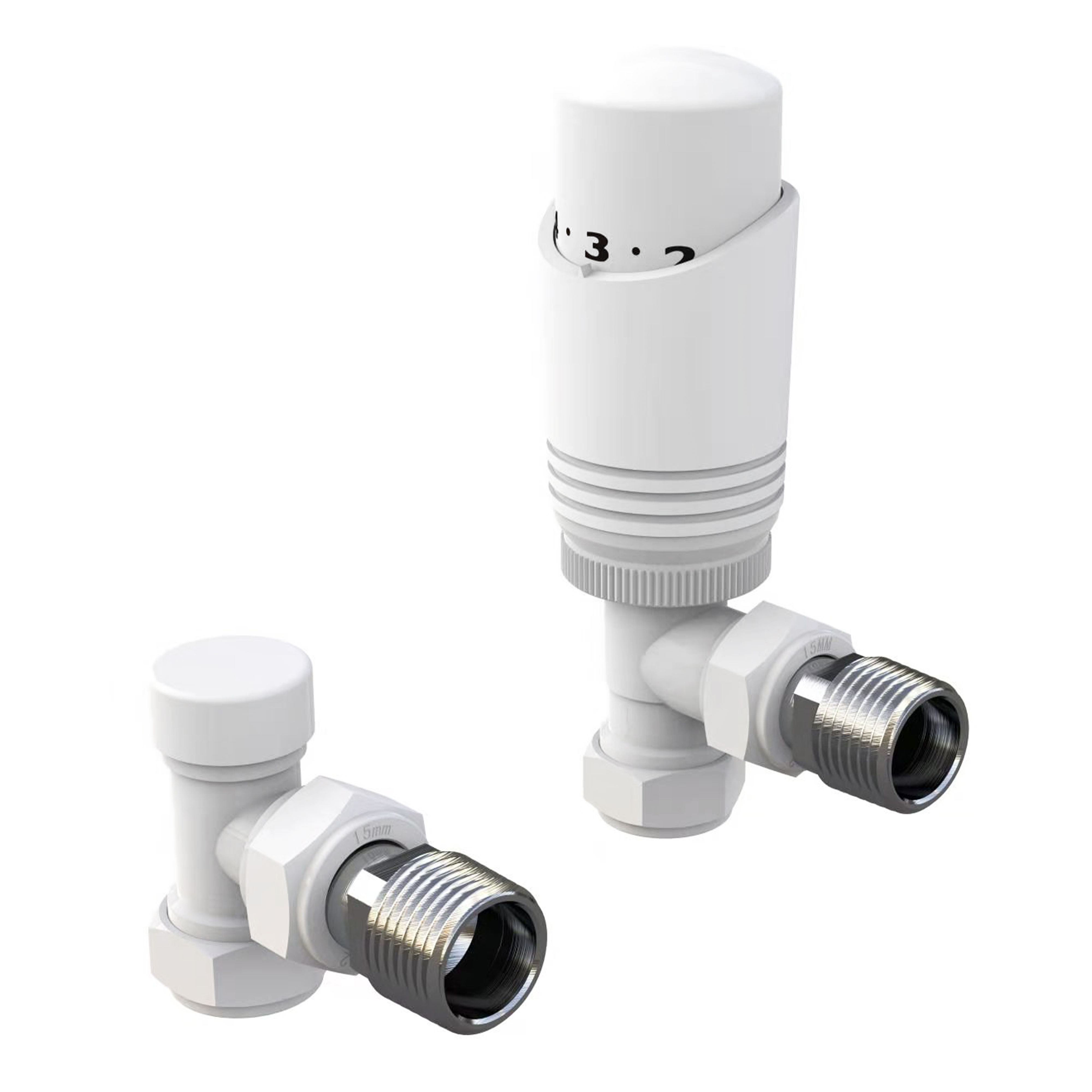 Kartell K-Design Angled TRV and Lockshield White 15mm