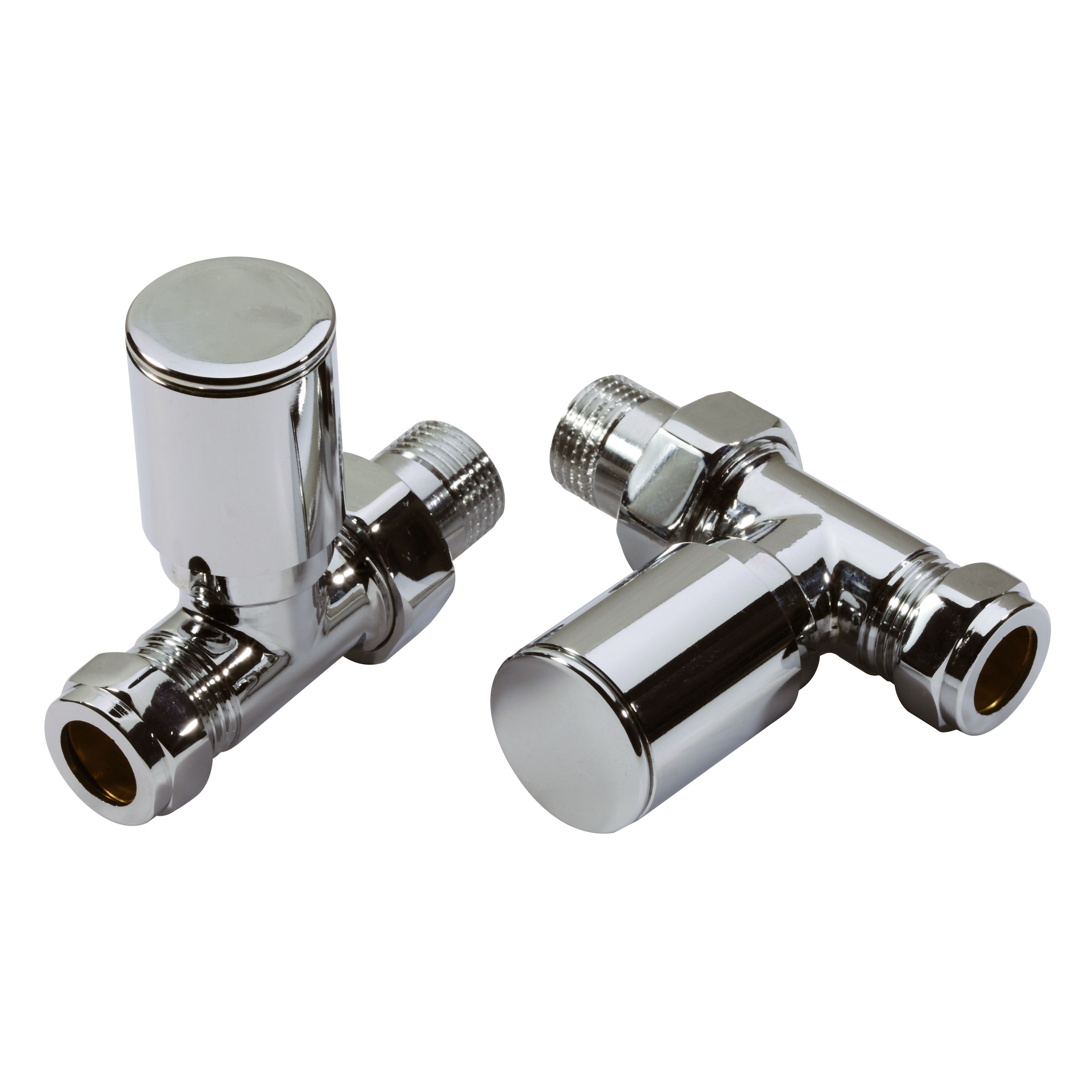 Kartell K-Rad Modern Straight Radiator Valves (Pair) Chrome 15mm