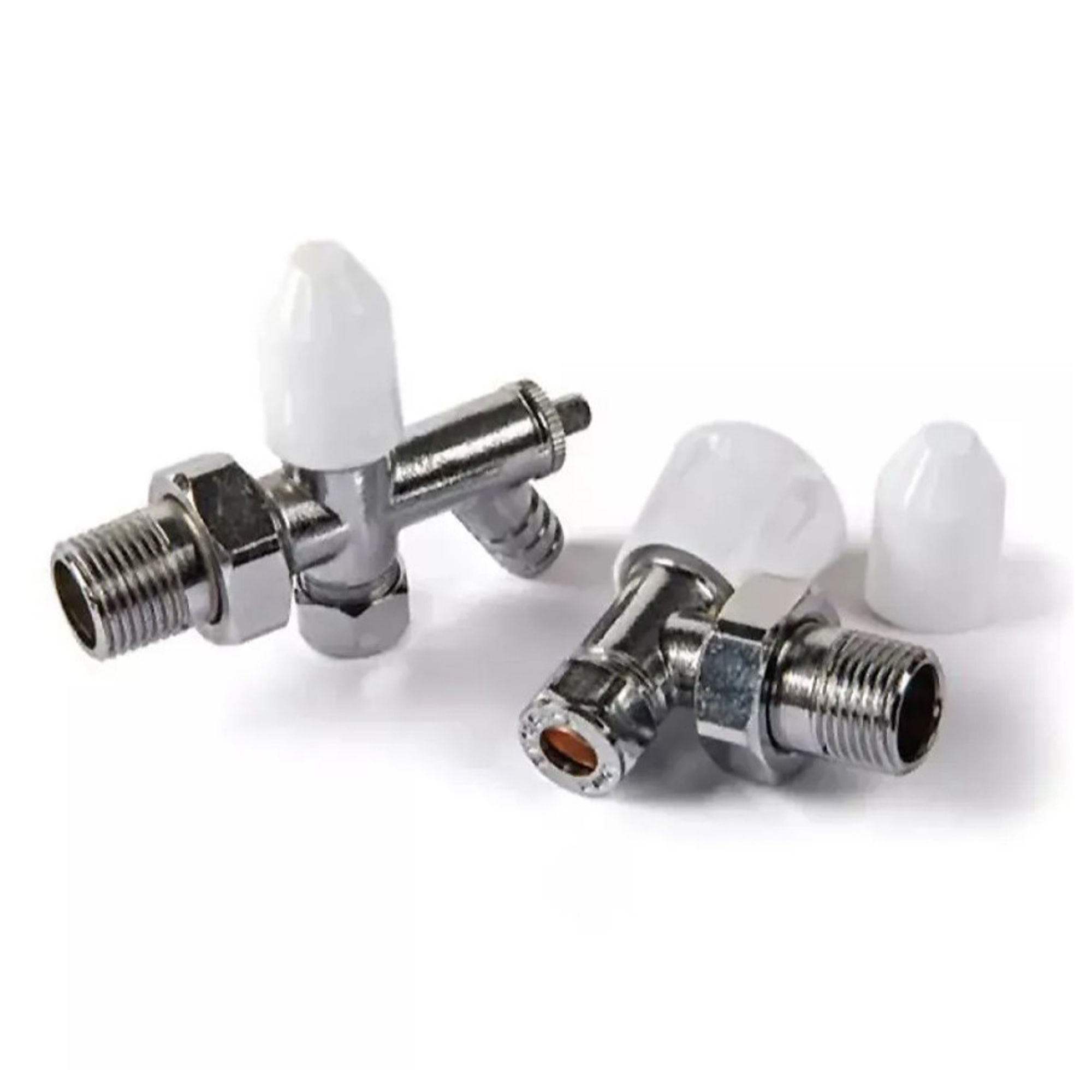 Kartell K-Rad Galaxy Angled Lockshield with DOC Radiator Valve White and Chrome 10mm