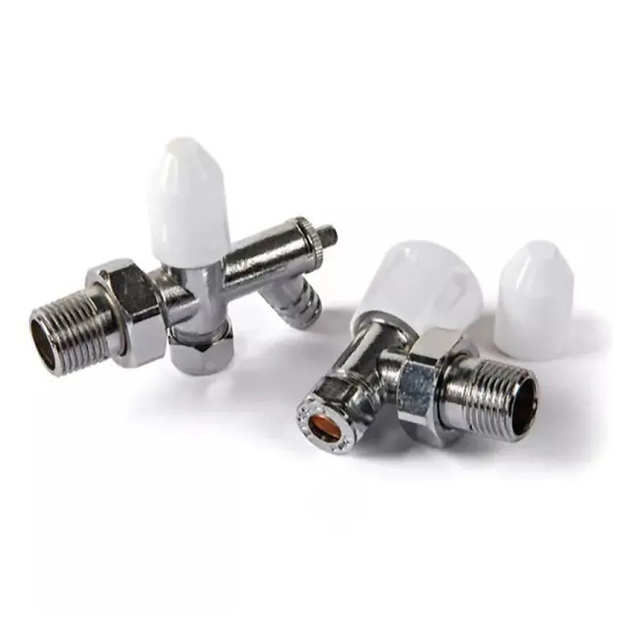 Kartell K-Rad Galaxy Angled Lockshield with DOC Radiator Valve White and Chrome 15mm