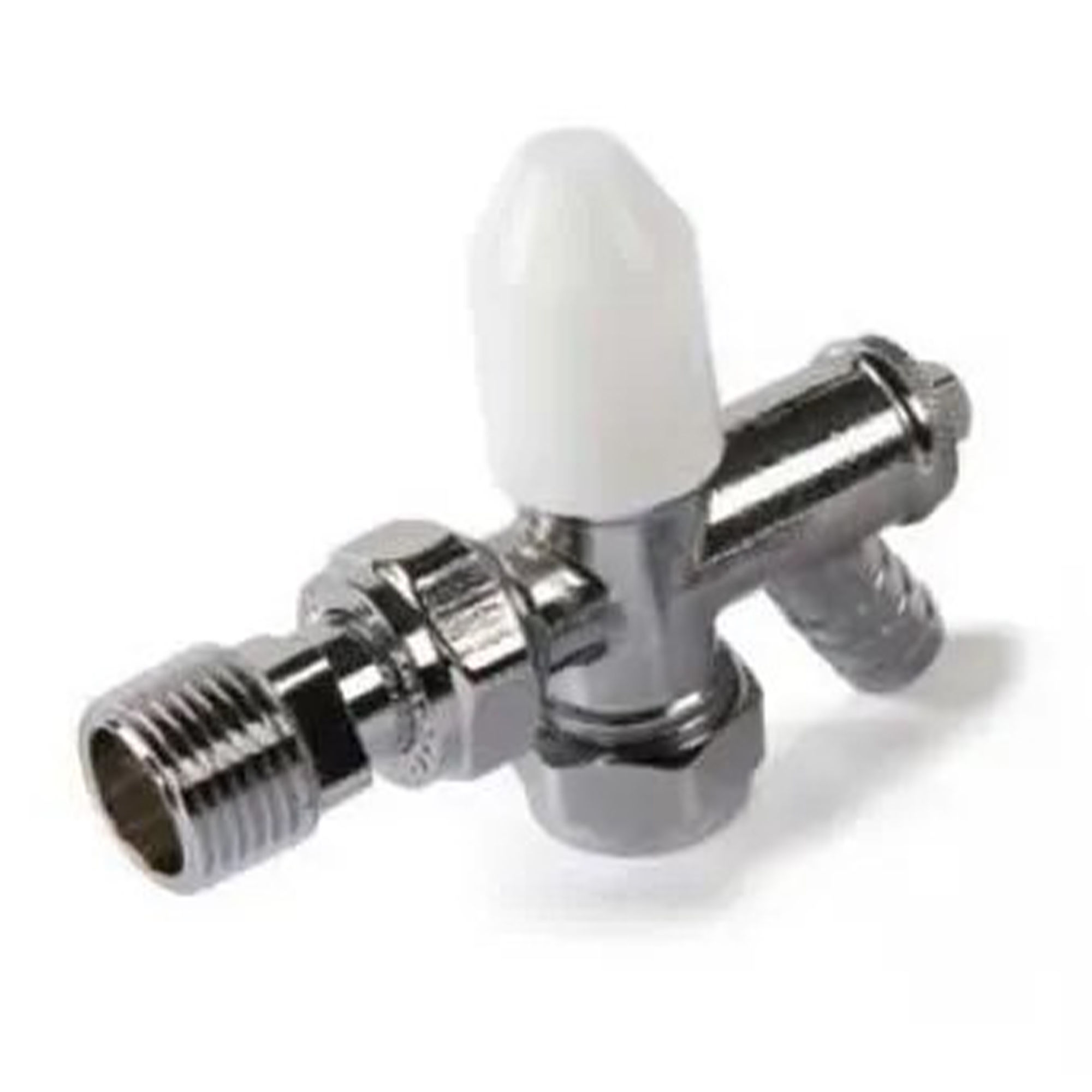 Kartell K-Rad Style Angled Lockshield with DOC Radiator Valve White and Chrome 10mm