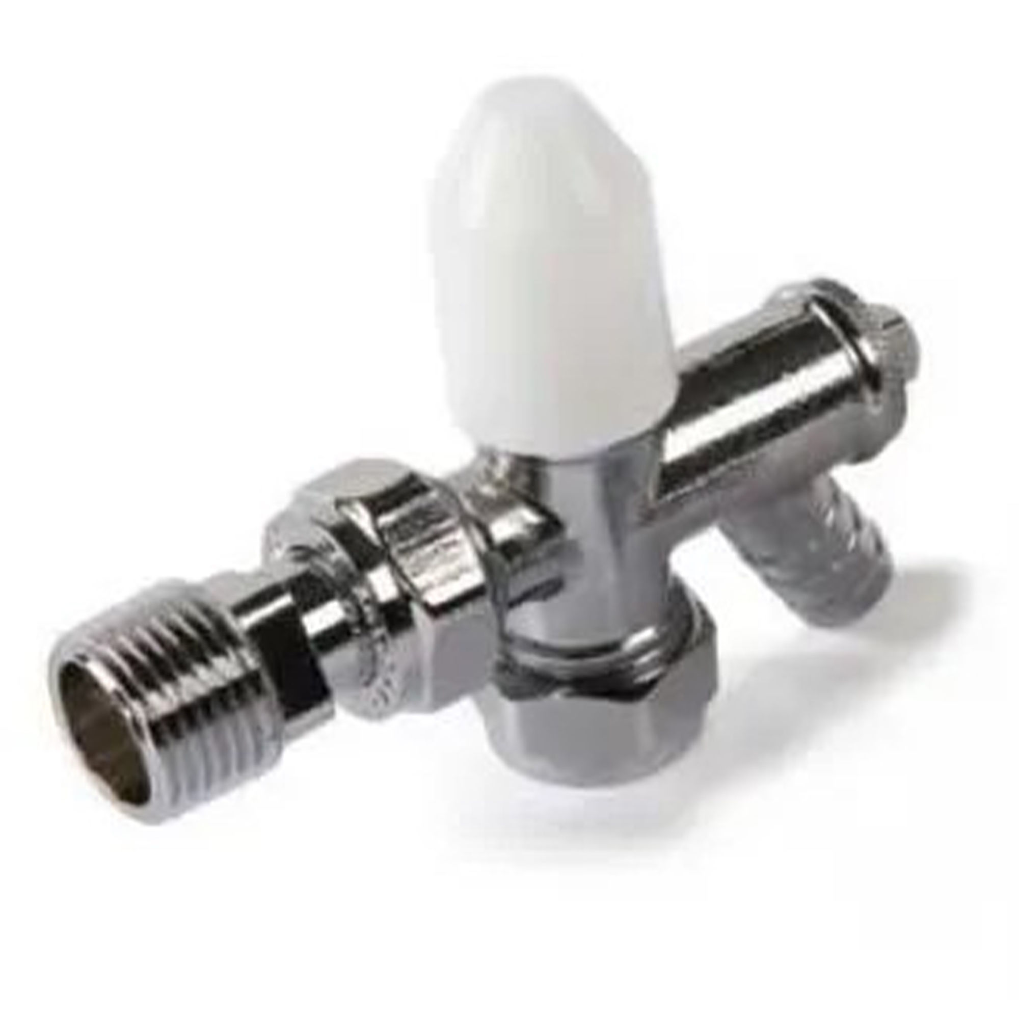 Kartell K-Rad Style Angled Lockshield with DOC Radiator Valve White and Chrome 15mm