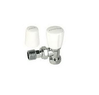 Advantage by Altecnic Angled Radiator Valve Wheelhead/Lockshield White and Chrome 15mm