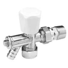 Advantage by Altecnic Angled Drain Off Radiator Valve Wheelhead/Lockshield White and Chrome 8mm/10mm