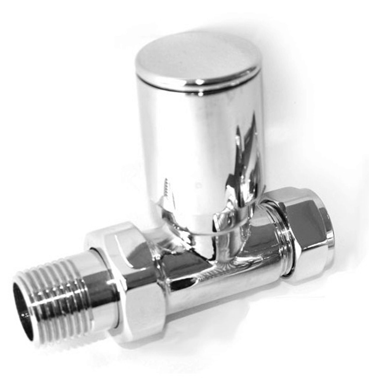 Straight Modern Radiator Valves (Pair) Chrome 15mm - 1024CP