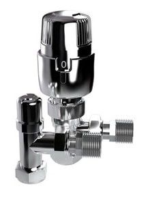 Inta i-therm All Chrome Angled TRV and Lockshield Pack 15mm