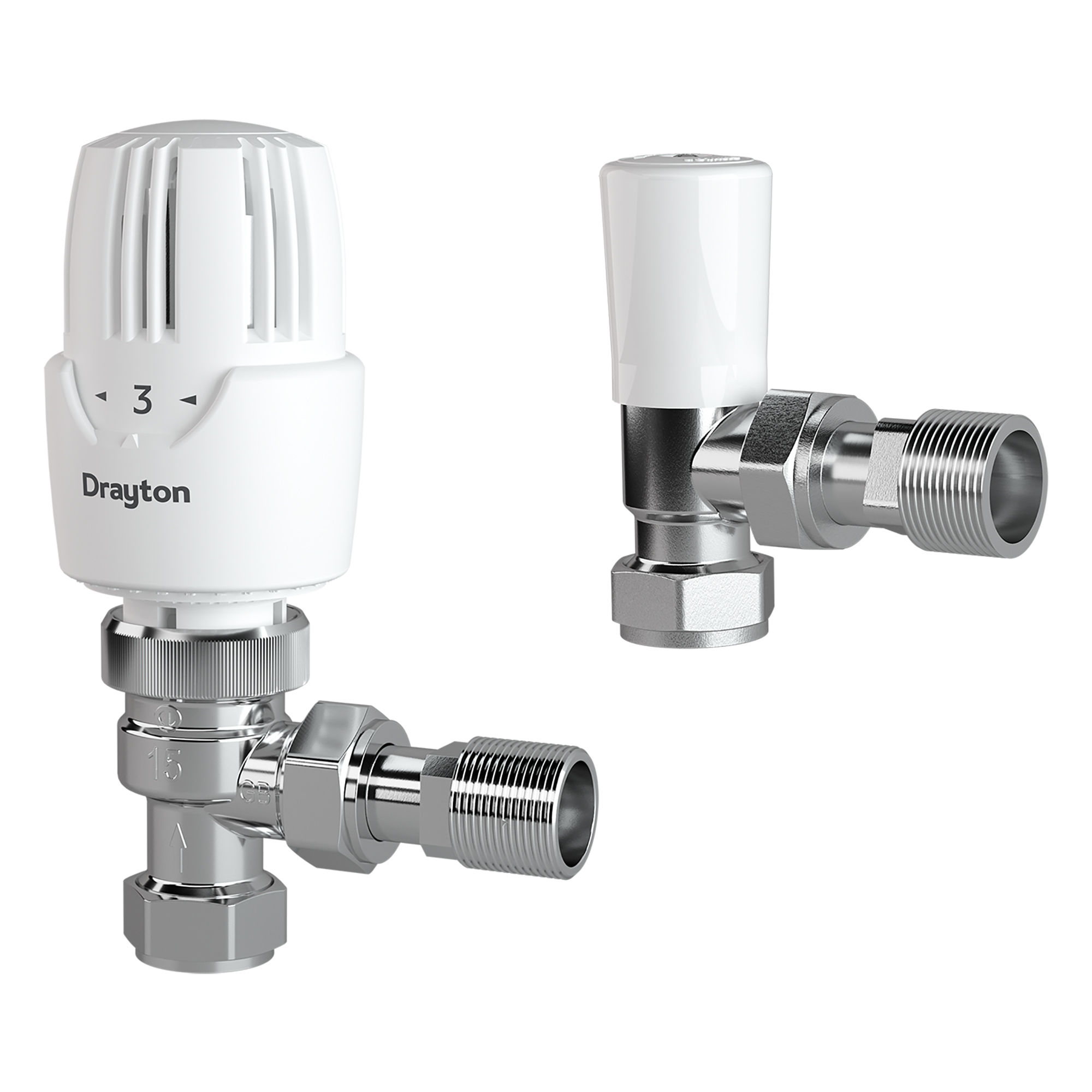 Drayton RT414 Angle TRV and Lockshield Valve 15mm - 10 10 260