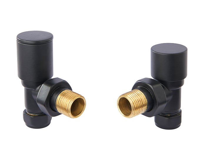 Vogue Arne Angled Towel Rail Valve Matt Black