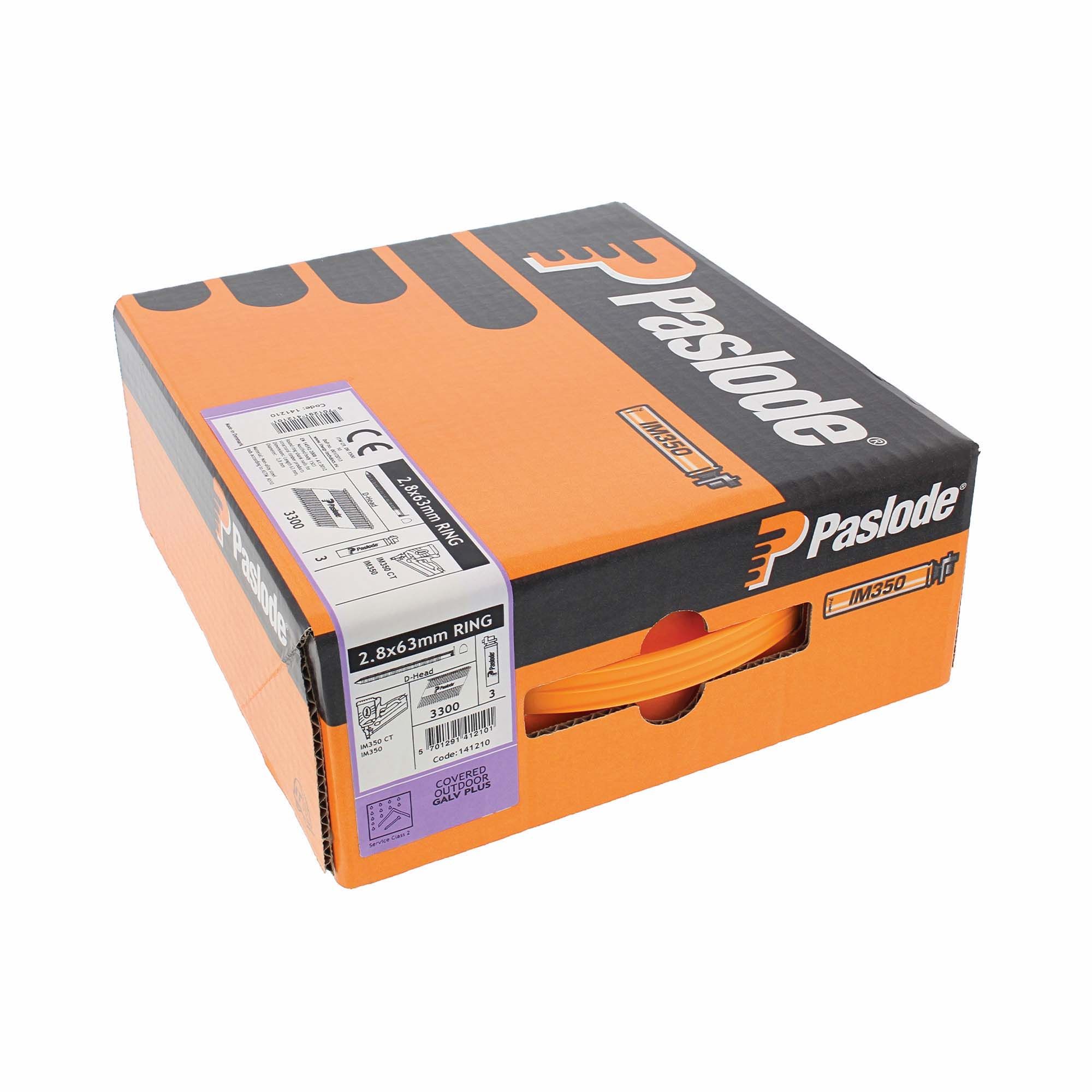 Paslode IM350+ Ring Shank Nail and Fuel Pack Galvanised 2.8mm x 63mm - 141210