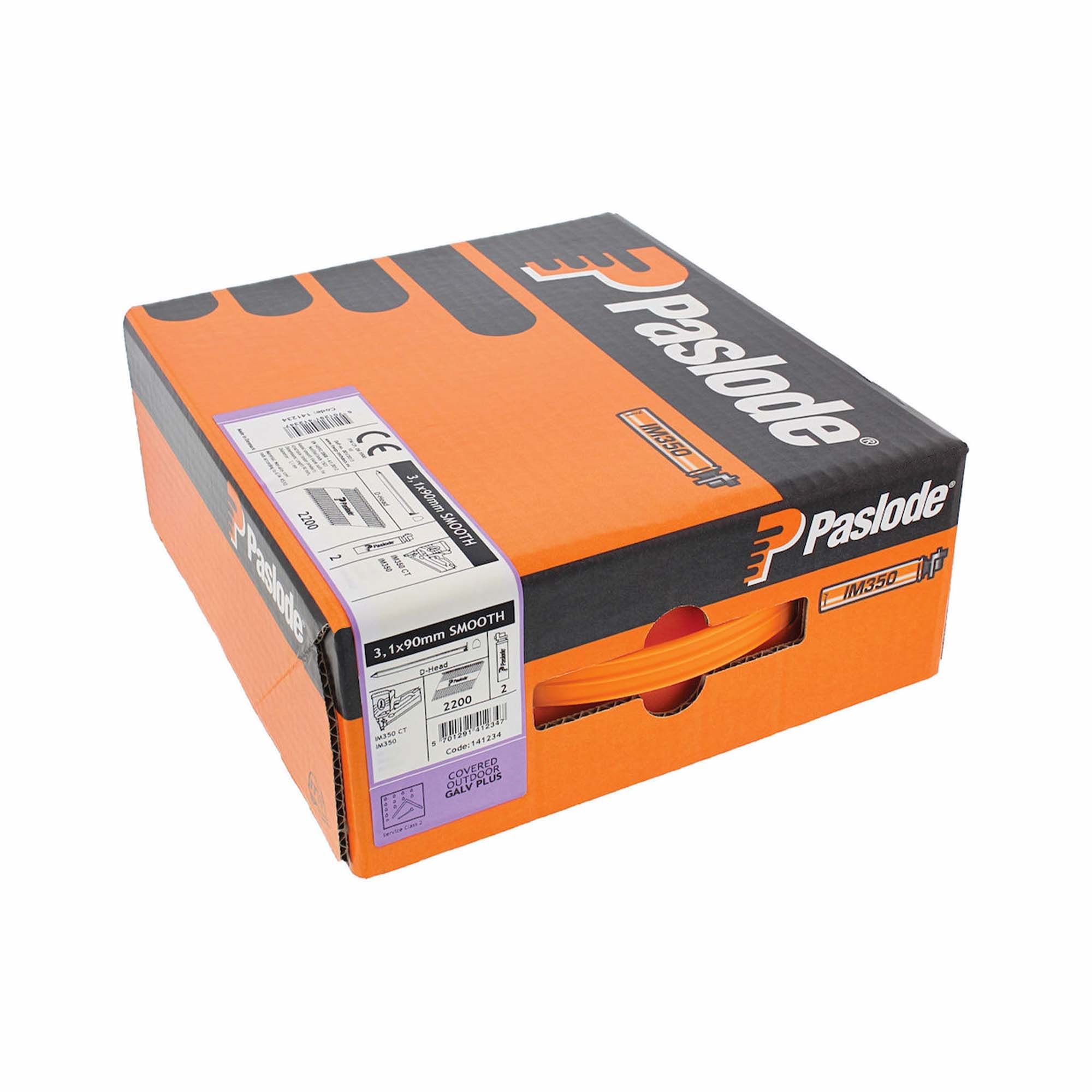 Paslode IM350+ Smooth Nail and Fuel Pack Galvanised 3.1mm x 90mm - 141234
