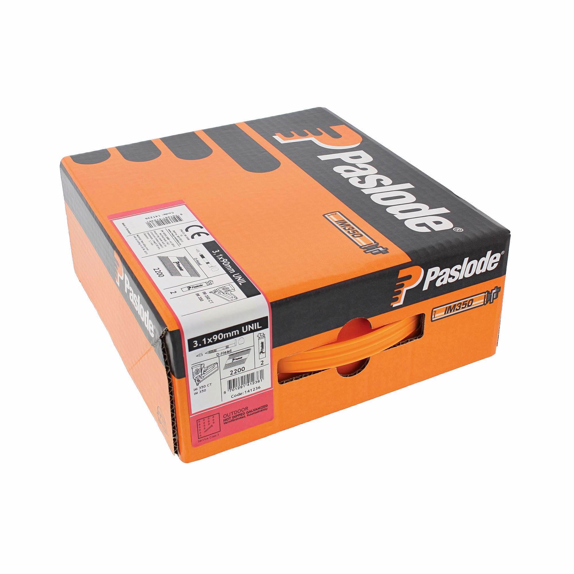 Paslode IM350+ Unilock Nail and Fuel Pack Hot Dipped Galvanised 3.1mm x 90mm - 141236