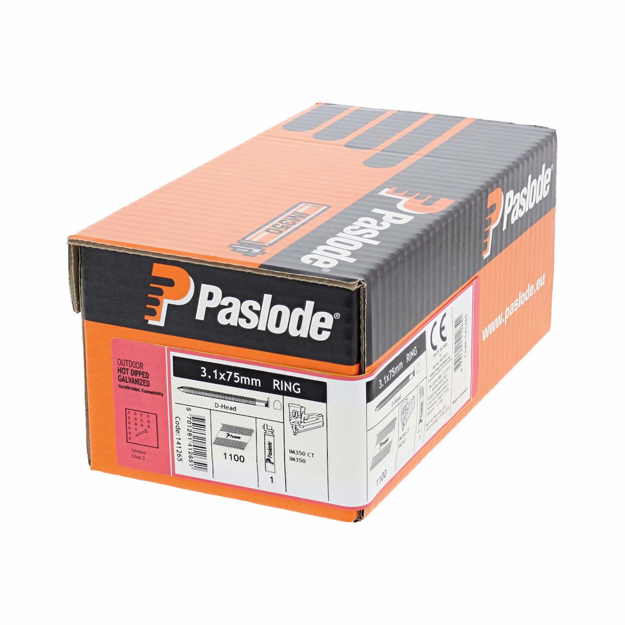 Paslode IM350+ Ring Shank Nail and Fuel Pack Hot Dipped Galvanised 3.1mm x 75mm - 141265