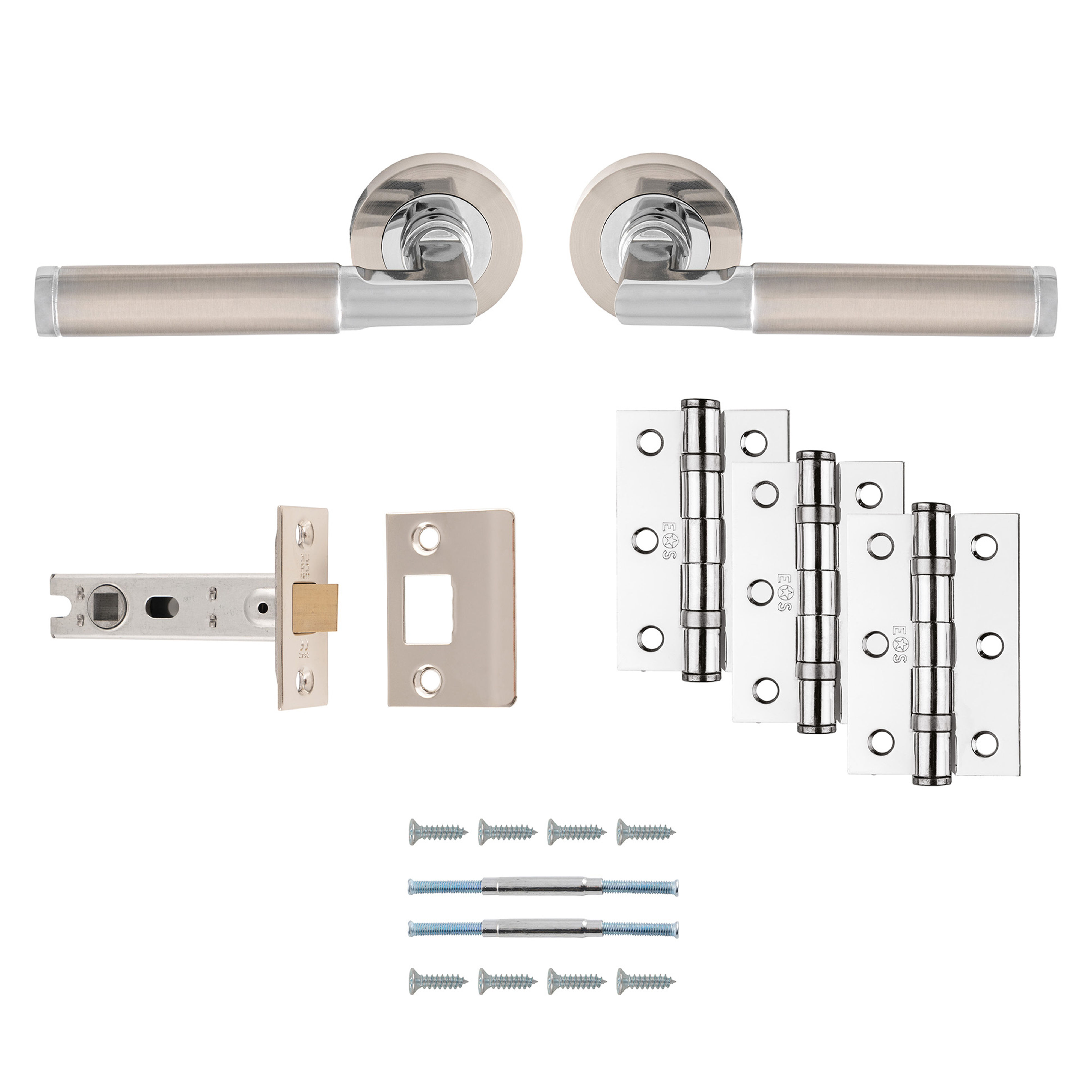 Carlisle Brass Belas Ultimate Door Handle and Latch Pack Satin Nickel / Polished Chrome - UDP006SNCP/INTB