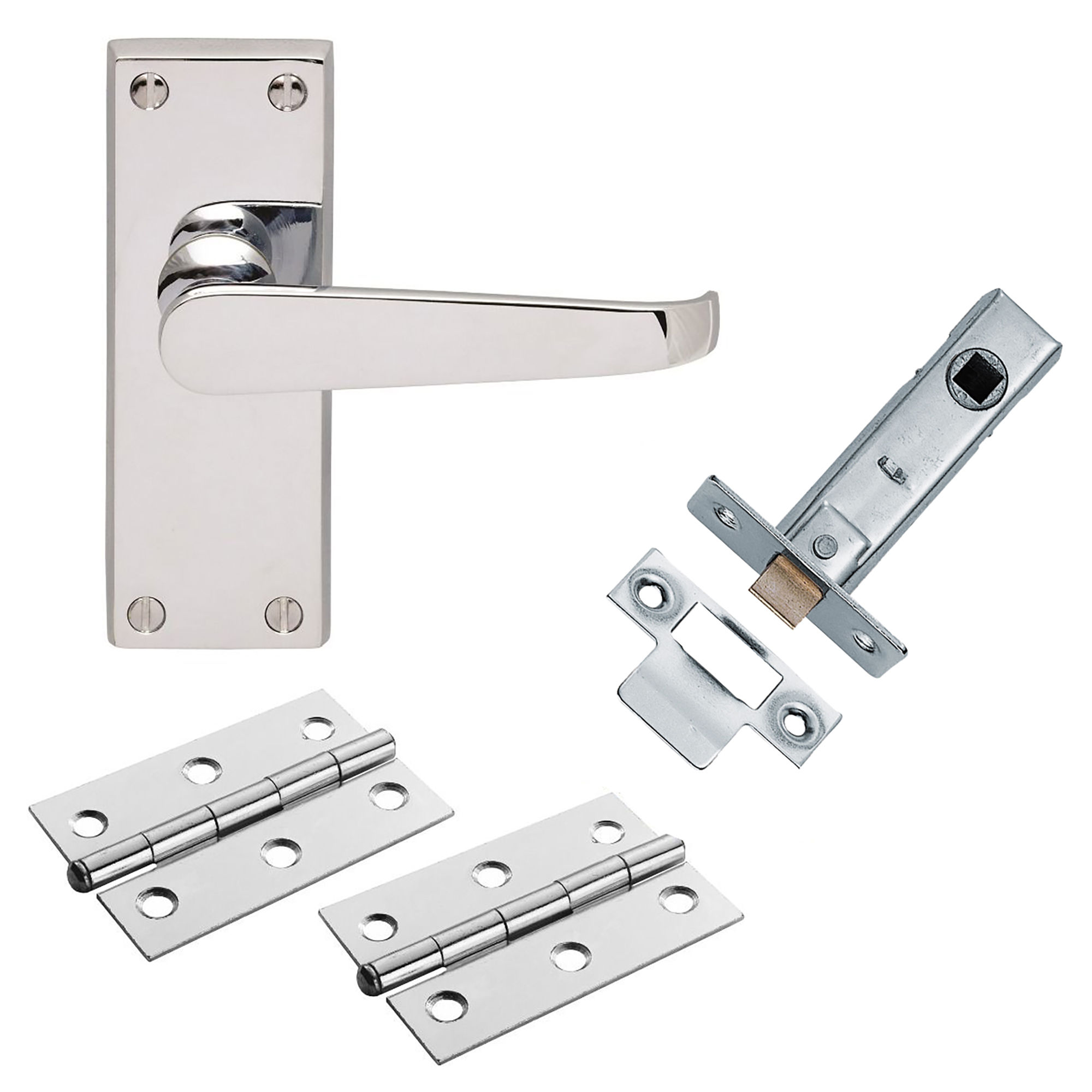 Carlisle Brass Contract Victorian Straight Door Handle and Latch Pack Polished Chrome - GK2002CP/INTB