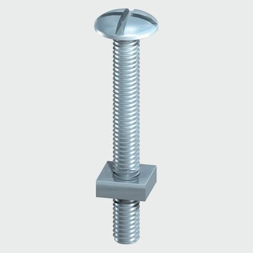 Roofing Bolts and SQ Nuts BZP (10 Pack) M6 x 25mm - 0625RBP