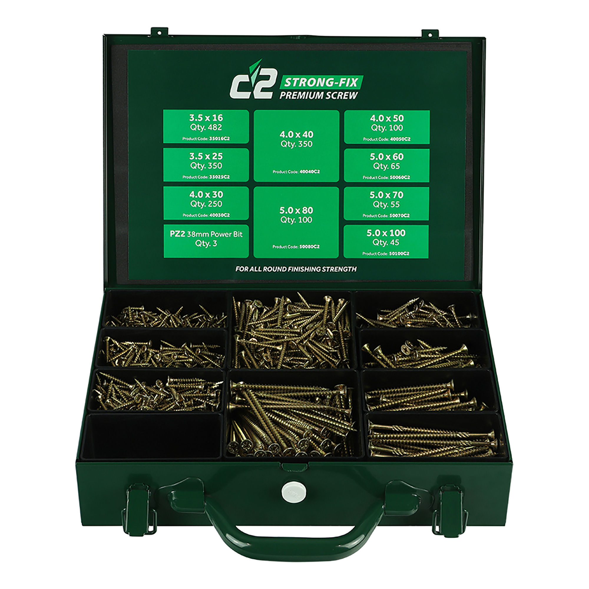 Timco C2 Strong-Fix Premium Screws Trade Case PZ2 Yellow - C2SC