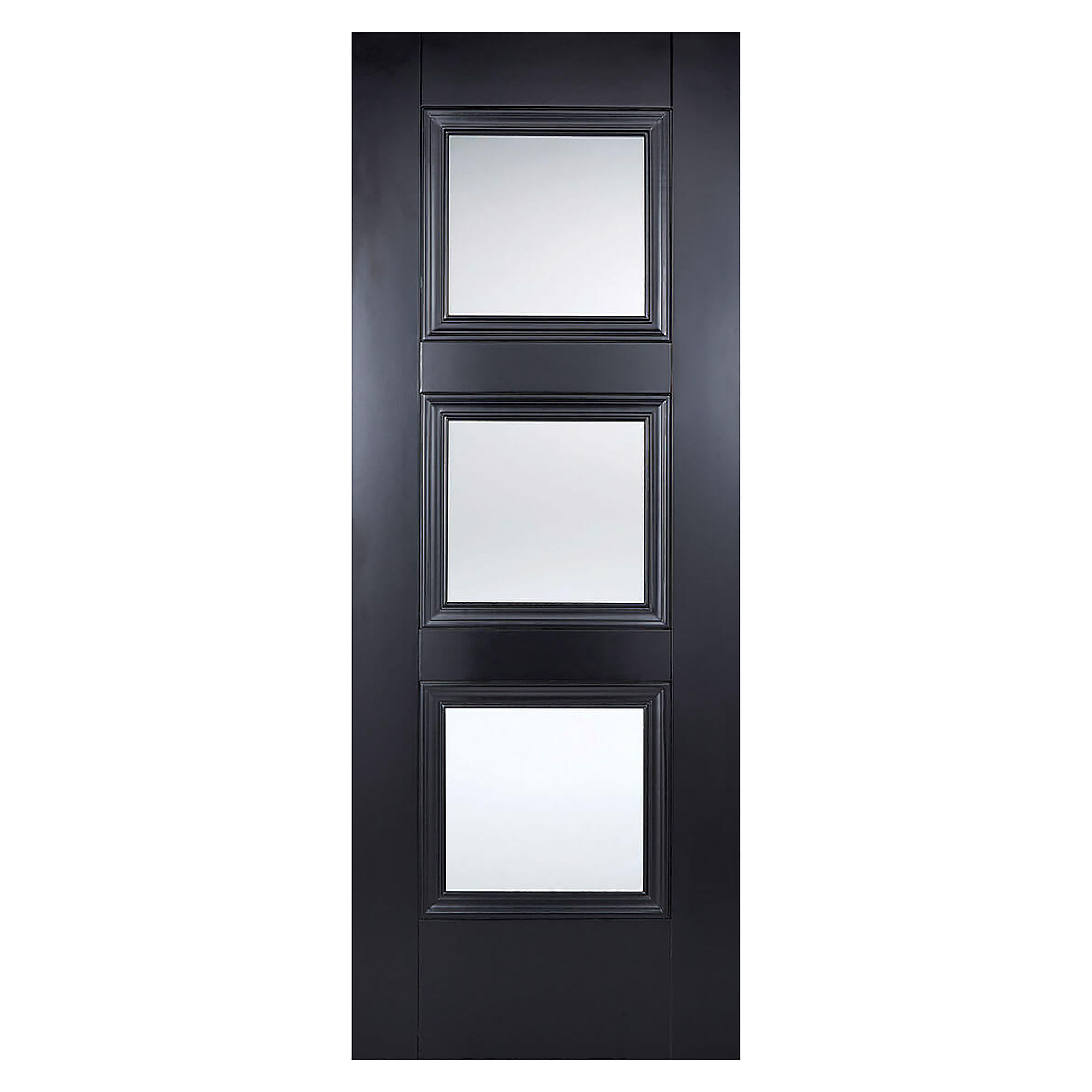 Amsterdam 3-Light Primed Plus Glazed Internal Door Black