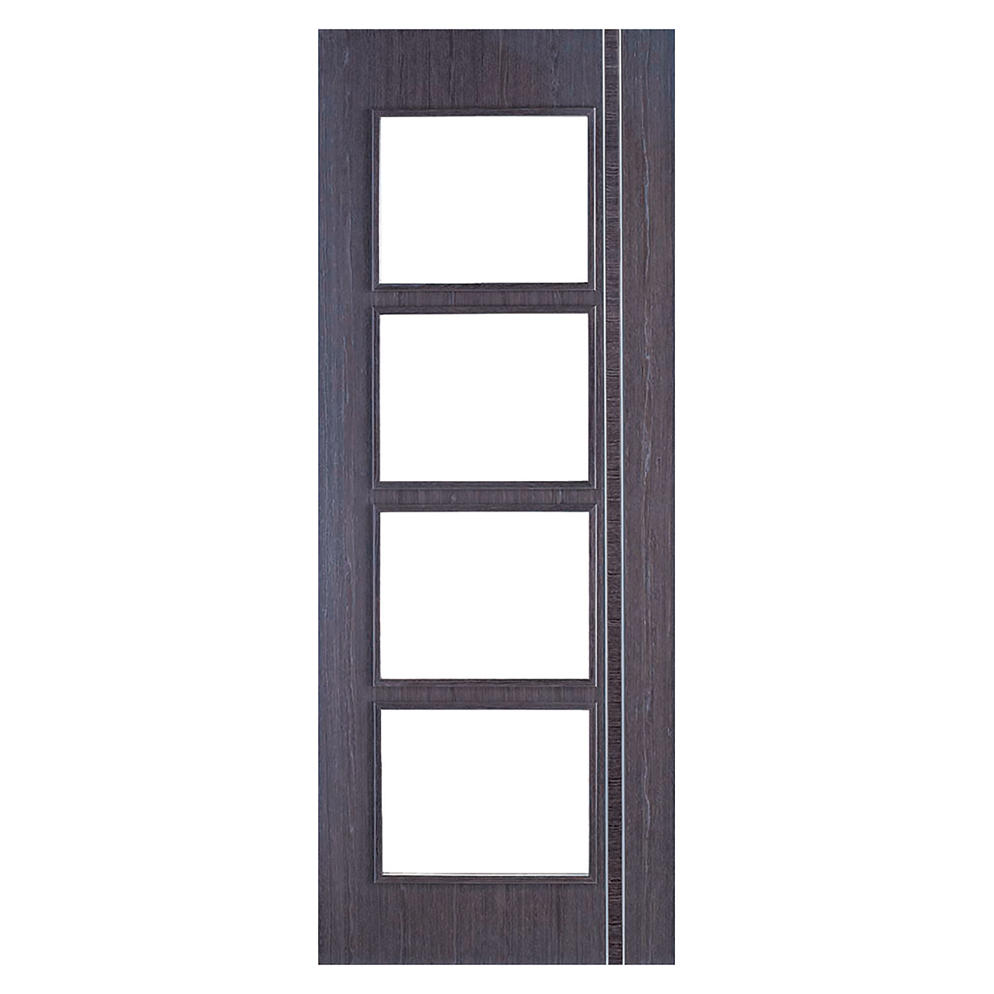 Zanzibar 4-Light Pre-Finished Clear Glazed Internal Door Ash Grey
