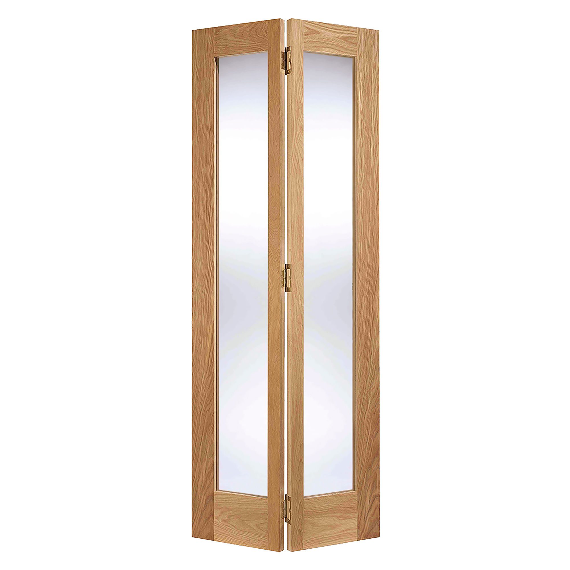 Pattern 10 2-Light Unfinished Bifold Clear Glazed Internal Doors Oak
