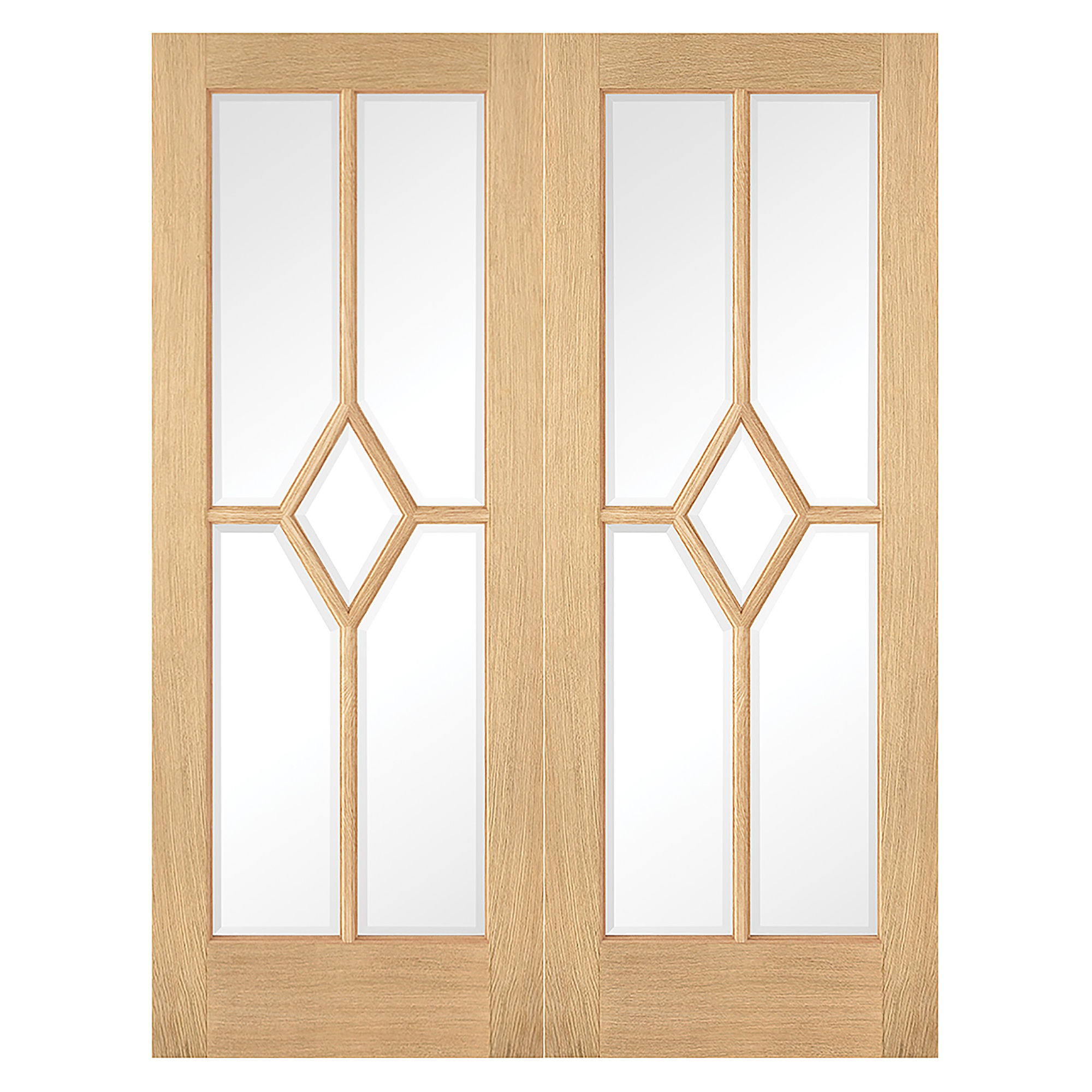 Pair of Reims Pre-Finished Glazed Internal Doors Oak