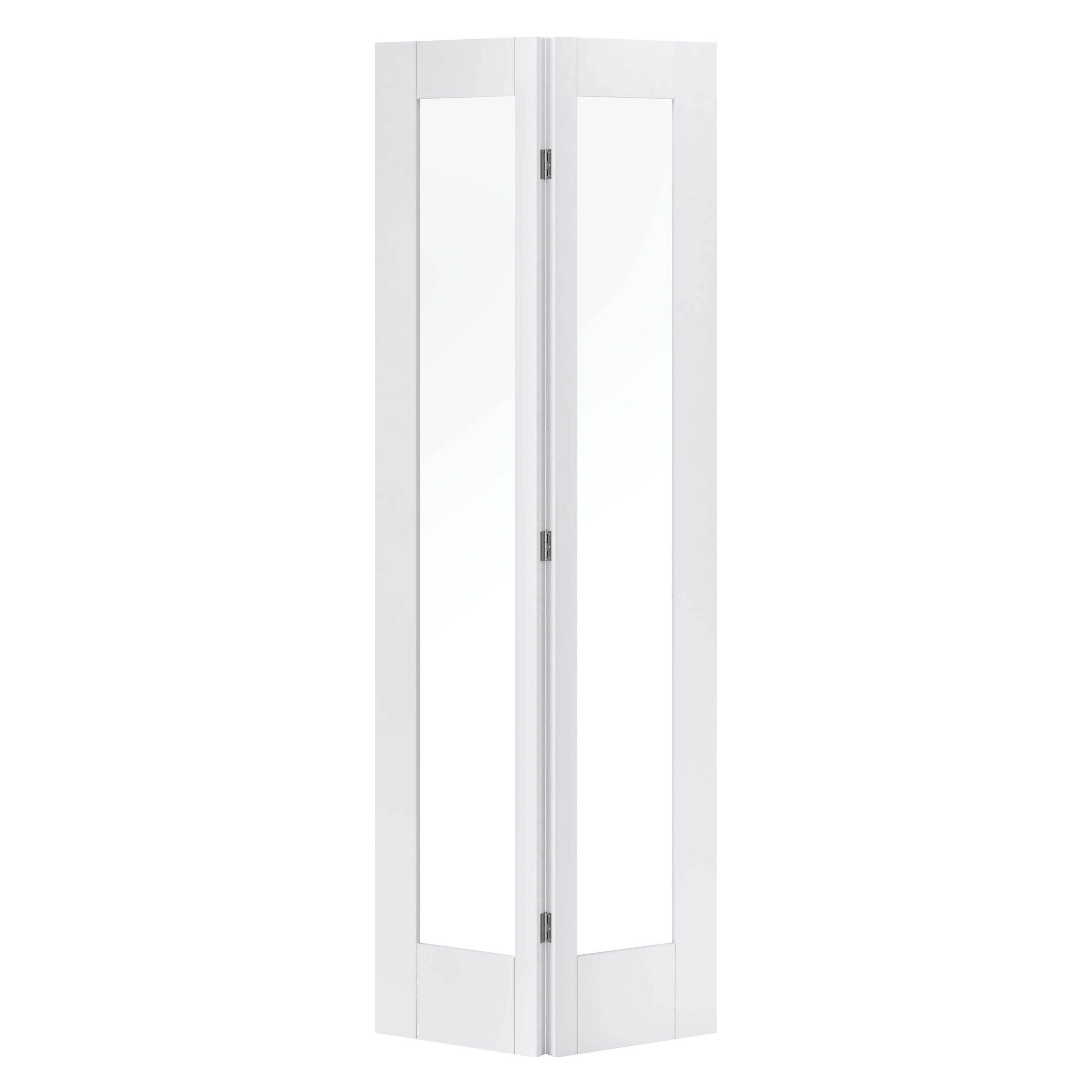 Pattern 10 Primed Bifold Clear Glazed Internal Doors White