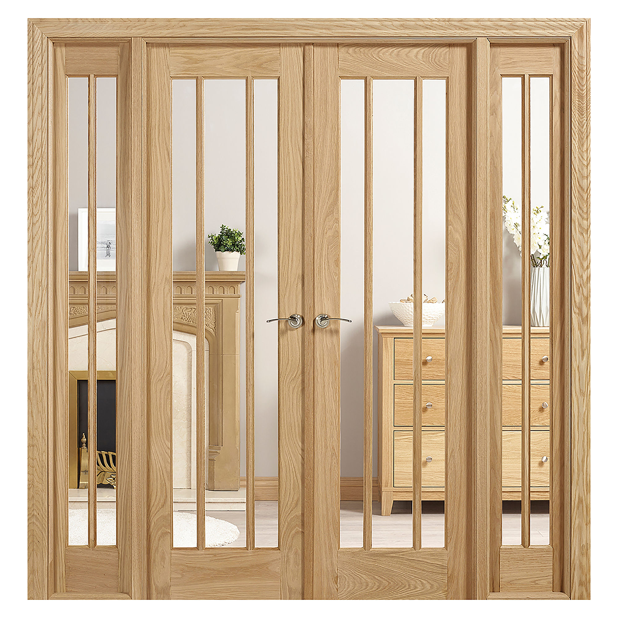 Lincoln W6 Unfinished Glazed Room Divider Oak 1904mm x 2031mm - W6OLIN