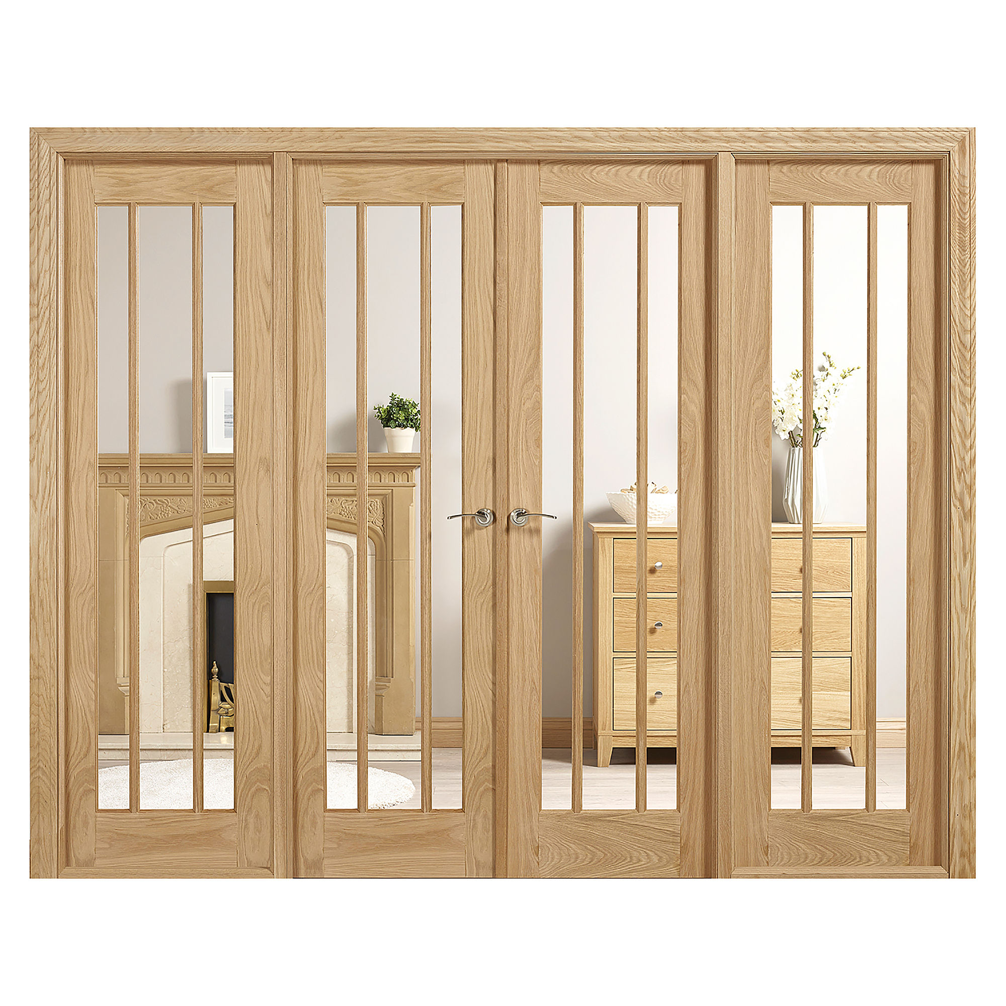 Lincoln W8 Unfinished Glazed Room Divider Oak 2478mm x 2031mm - W8OLIN