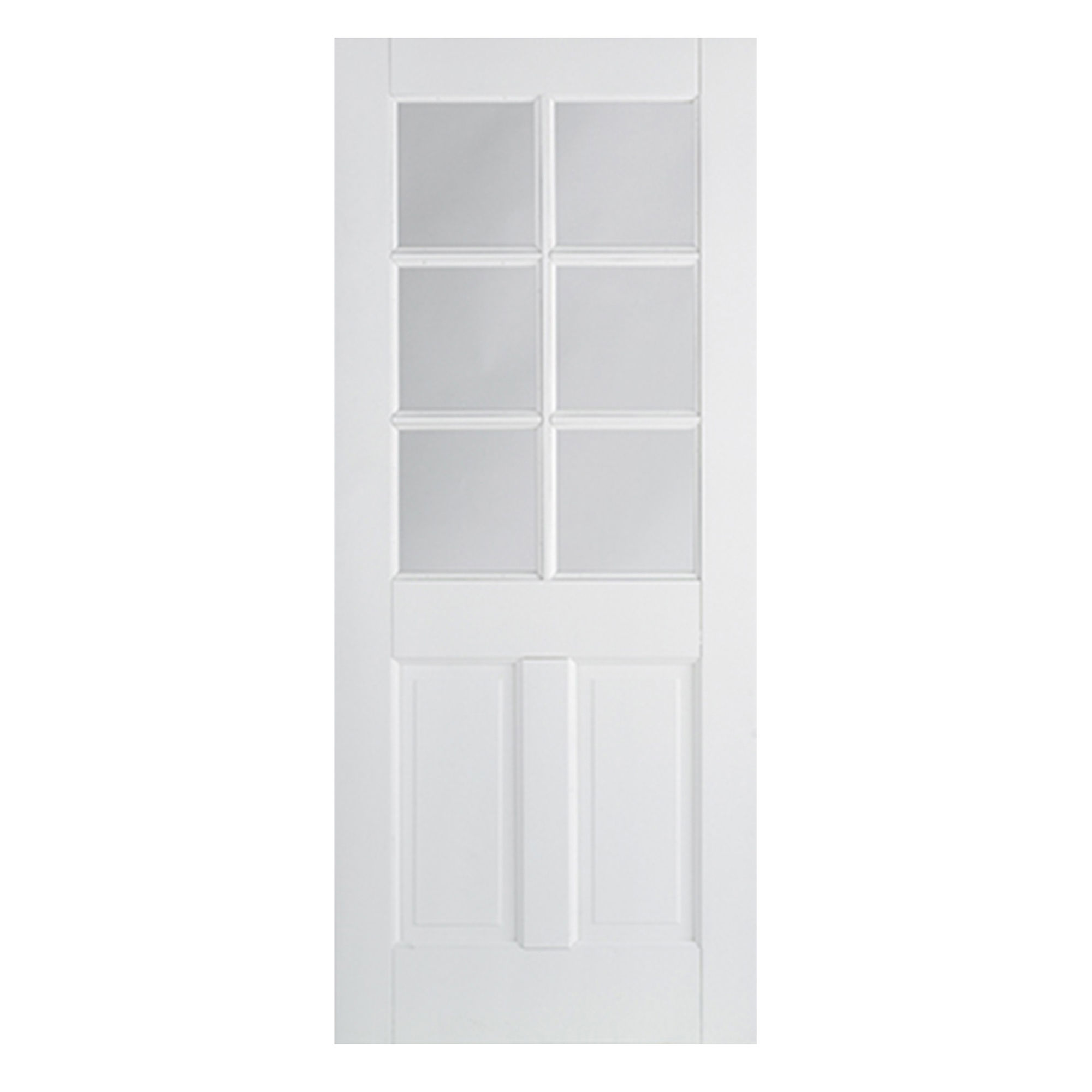 Canterbury 2-Panel 6-Light Primed Clear Glazed Internal Door White
