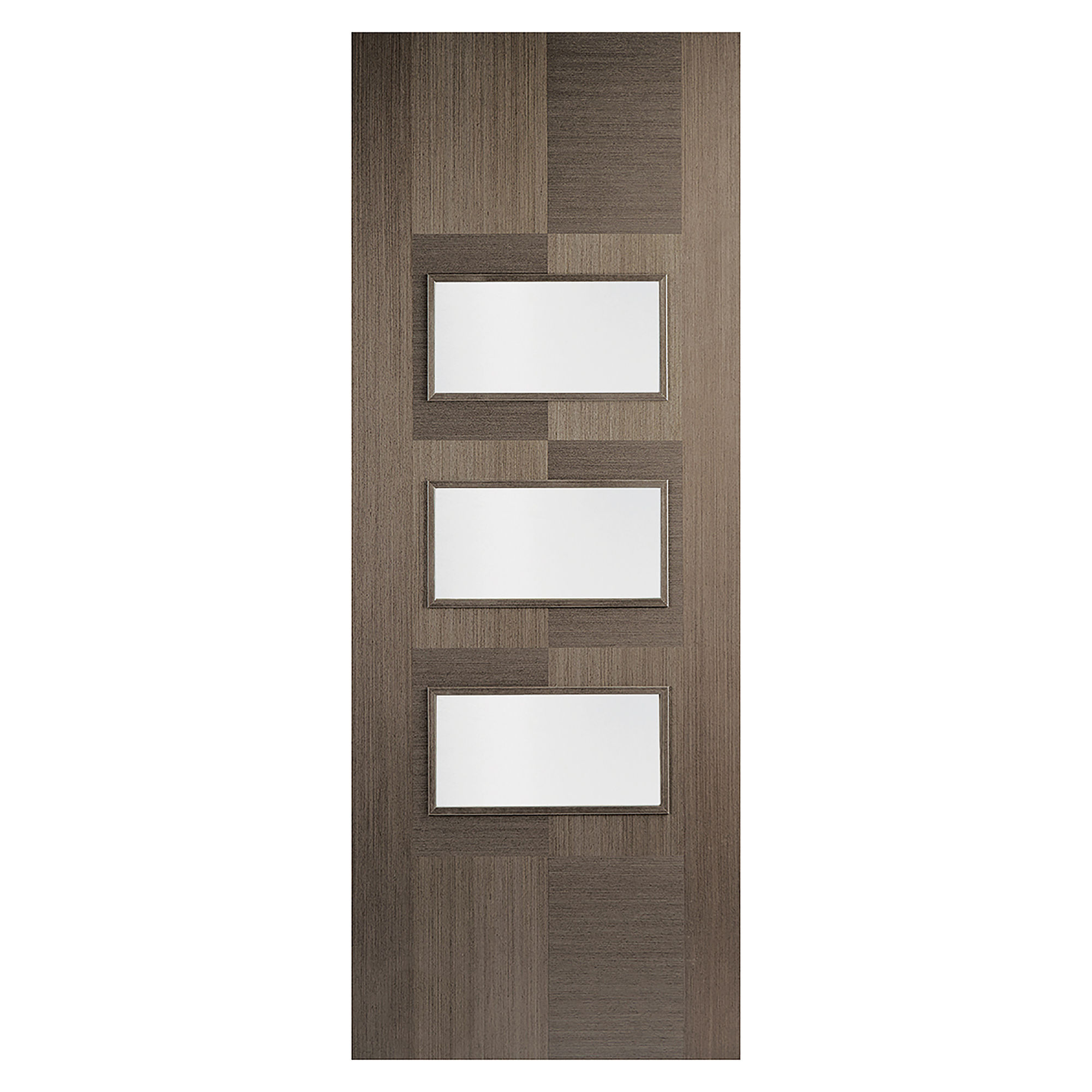 Apollo 3-Light Pre-Finished Clear Glazed Internal Door Chocolate Grey