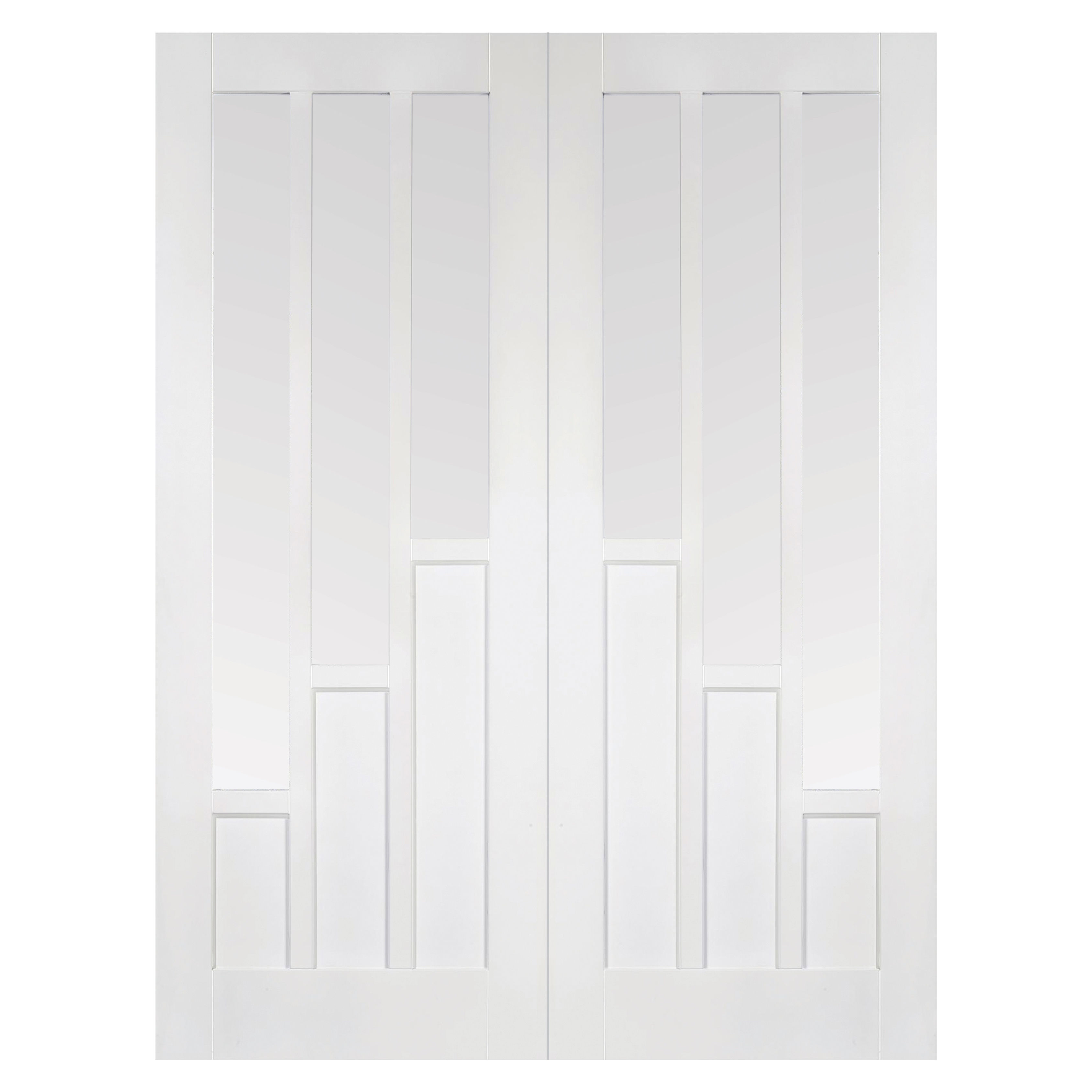 Pair of Coventry Primed Clear Glazed Internal Doors White
