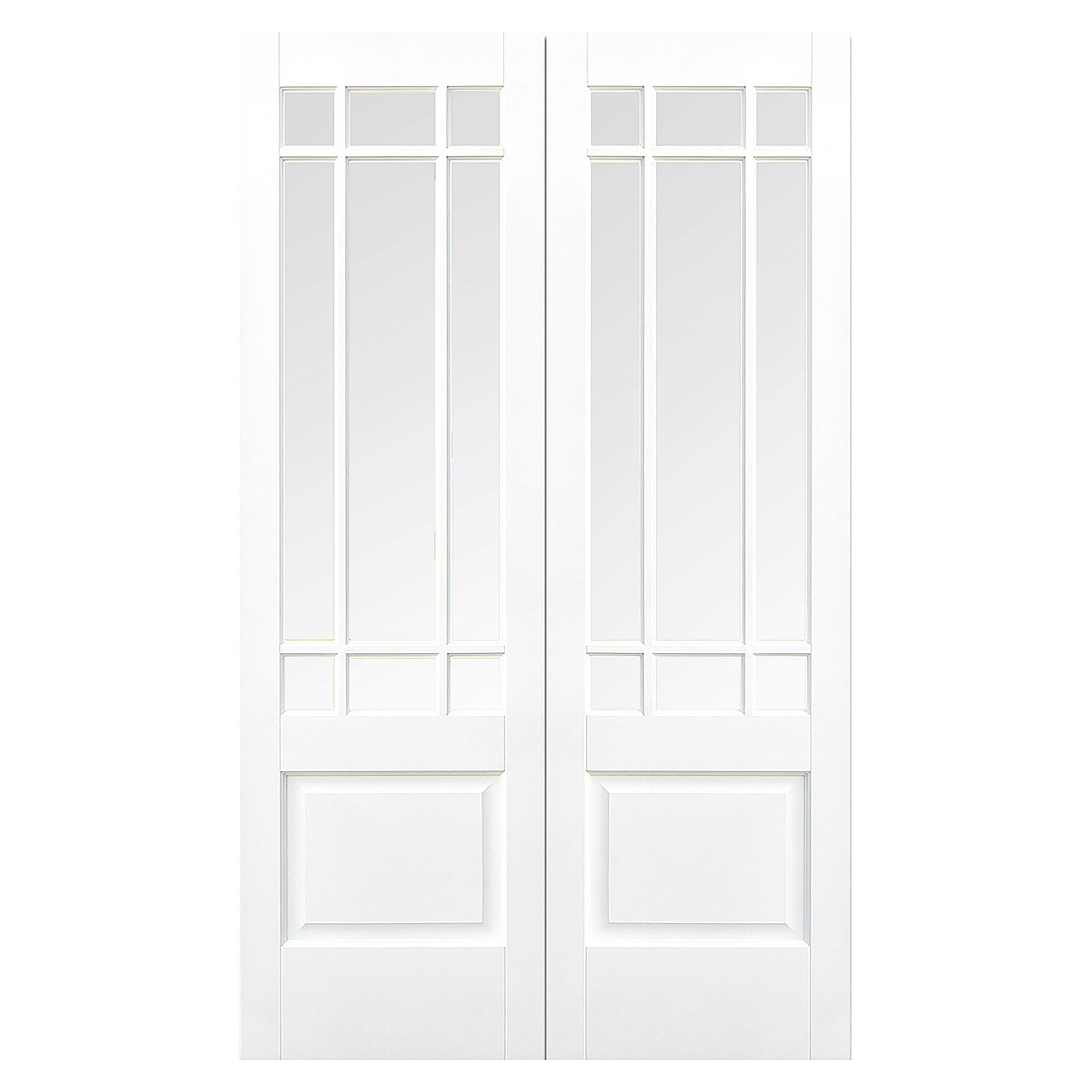 Pair of Downham 9-Light Primed Glazed Internal Doors White