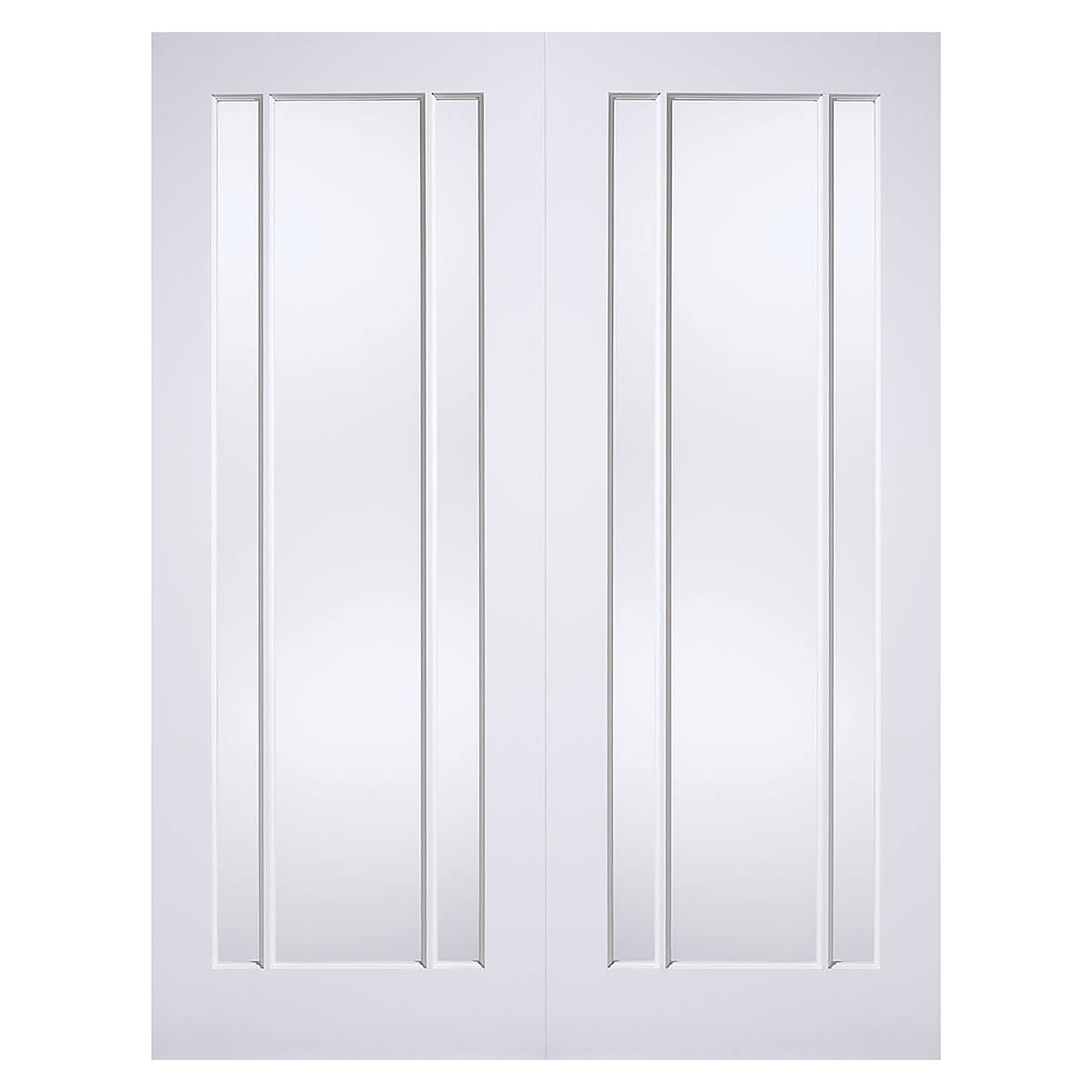 Pair of Lincoln Primed Clear Glazed Internal Doors White