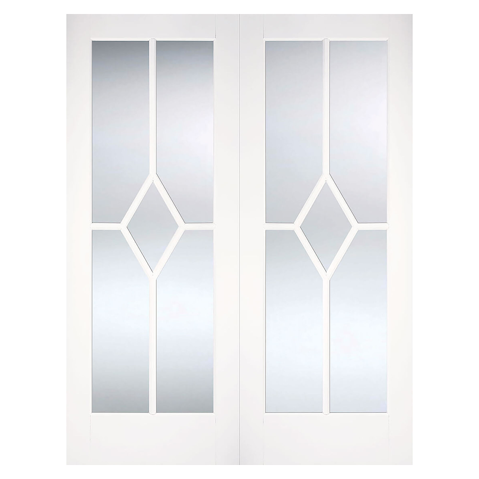 Pair of Reims Primed Glazed Internal Doors White