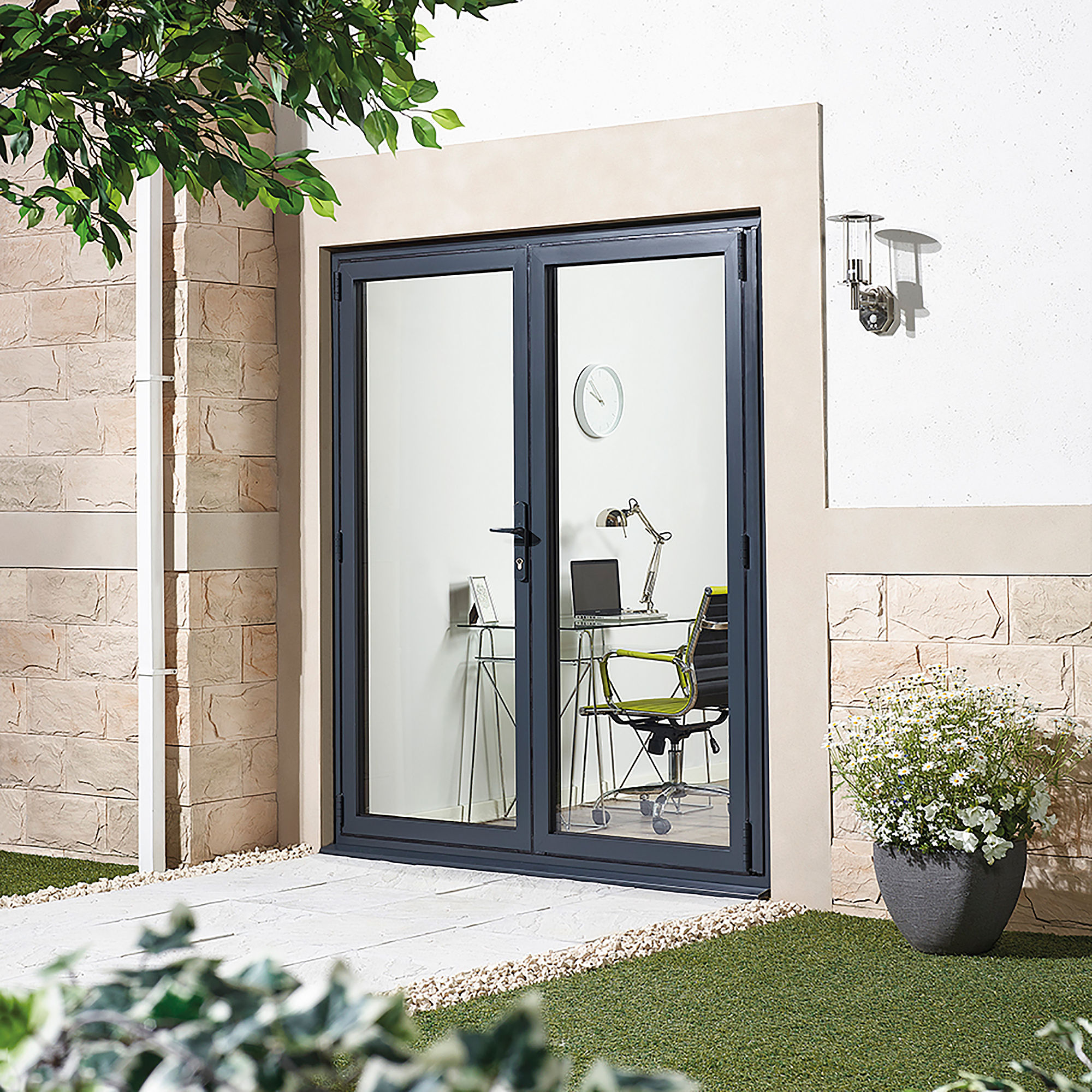 Aluvu External Pre-Finished Glazed French Doors Right Hand Anthracite Grey
