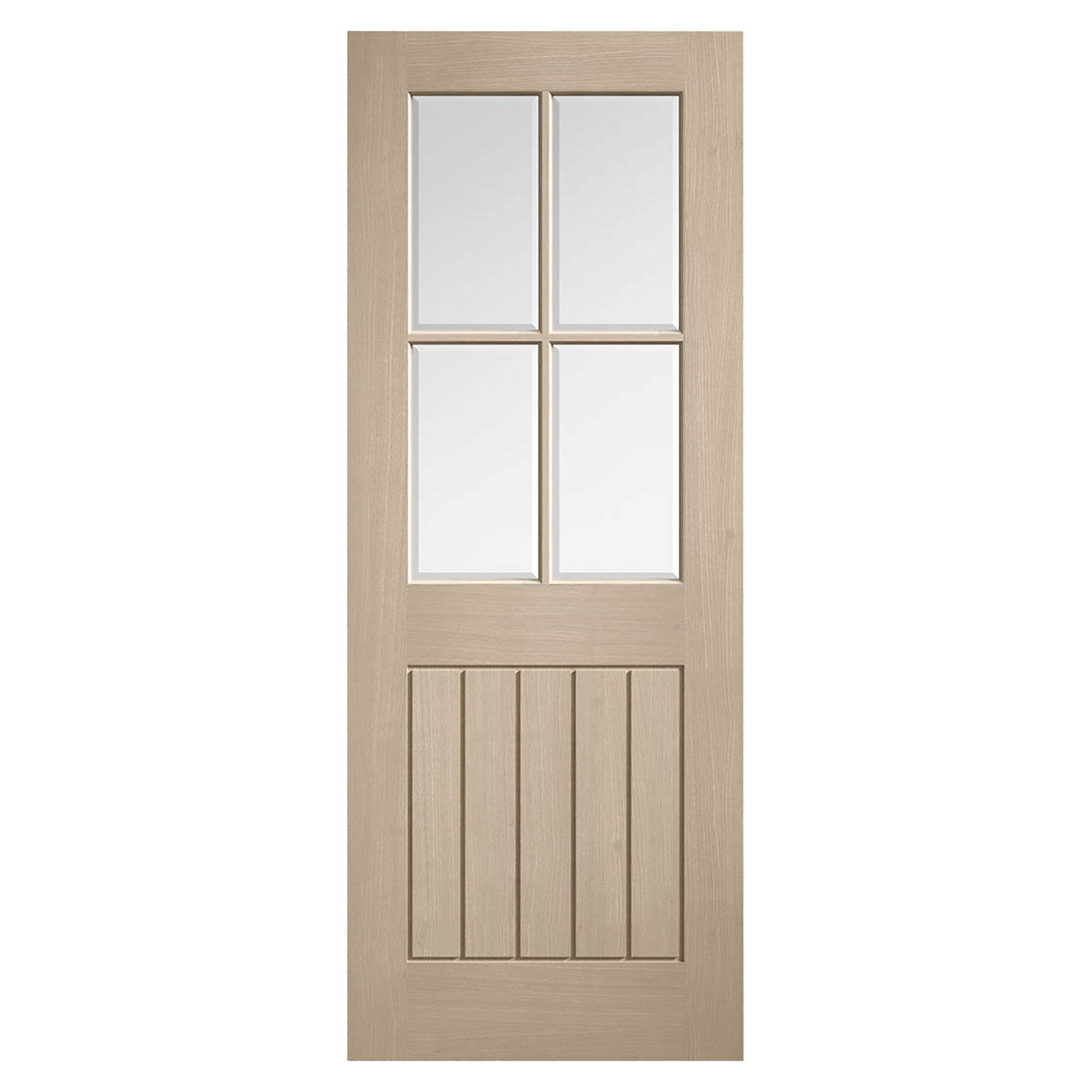 Mexicano 4-Light Pre-Finished Glazed Internal Door Blonde Oak