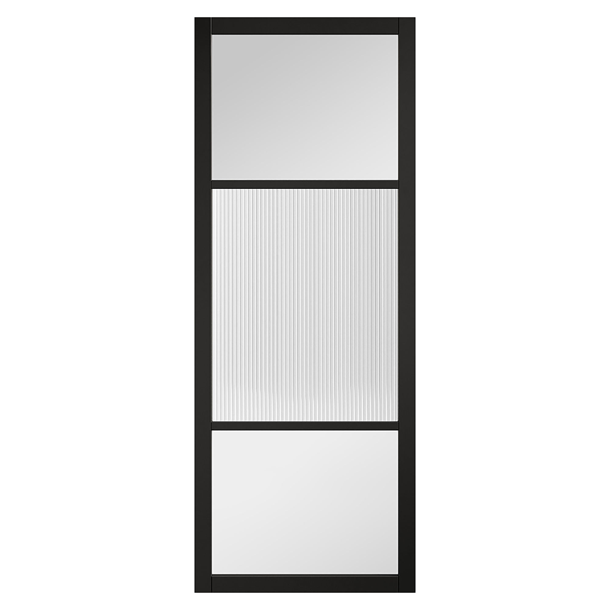 Sutton Pre-Finished Reeded Glazed Internal Door Black