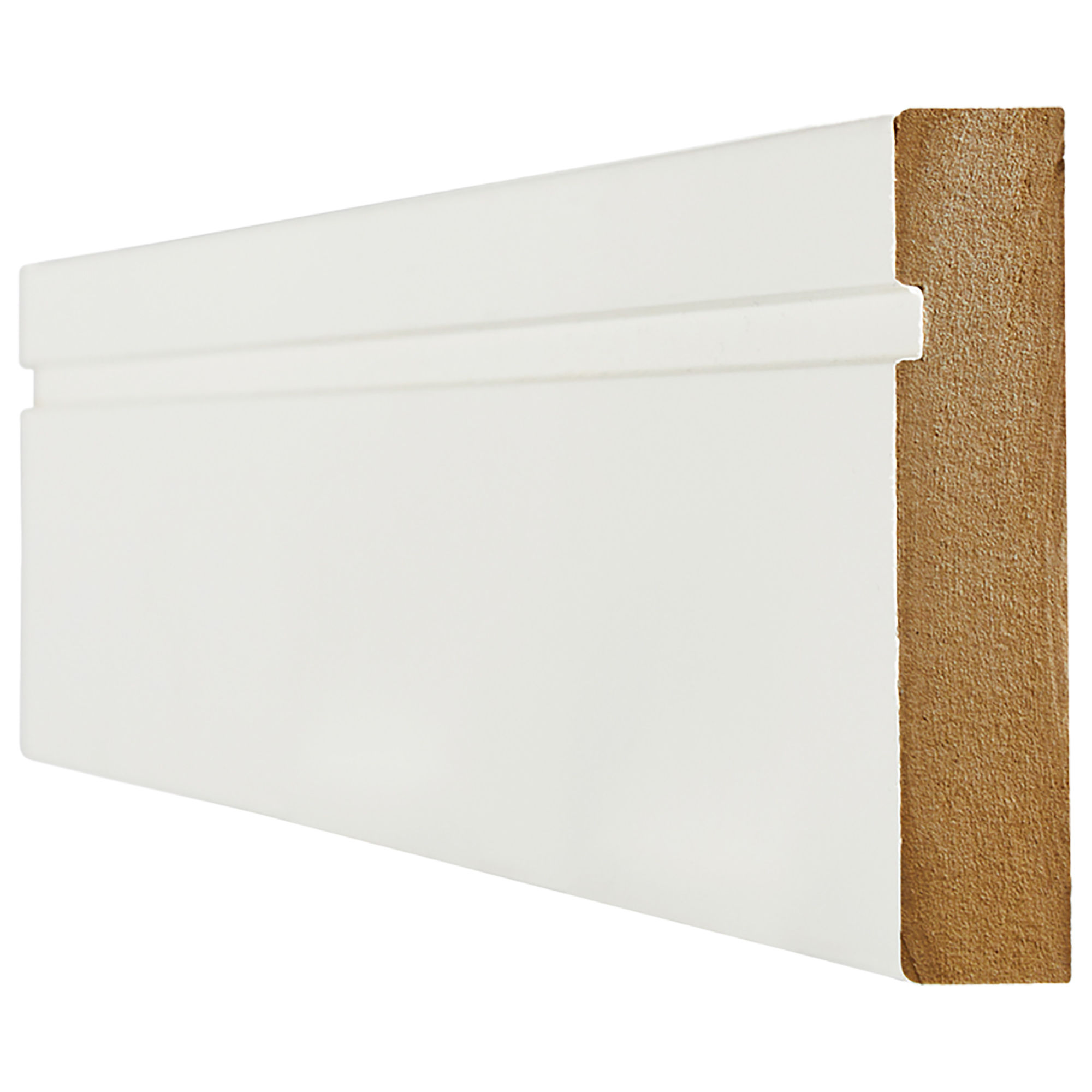 Single Groove Primed MDF Skirting (Pack of 4) White