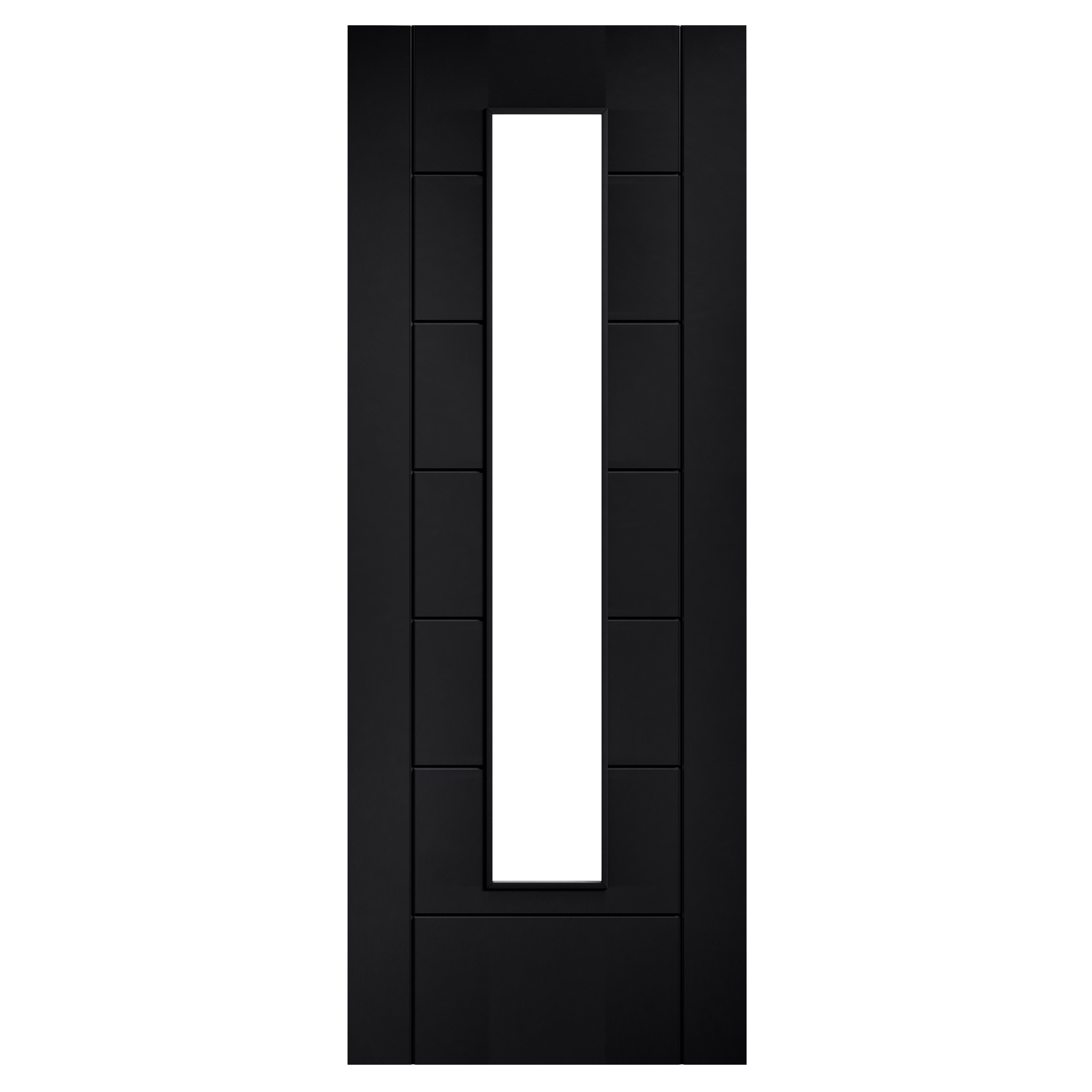 Linear 7-Panel Laminate Glazed Internal Door Black