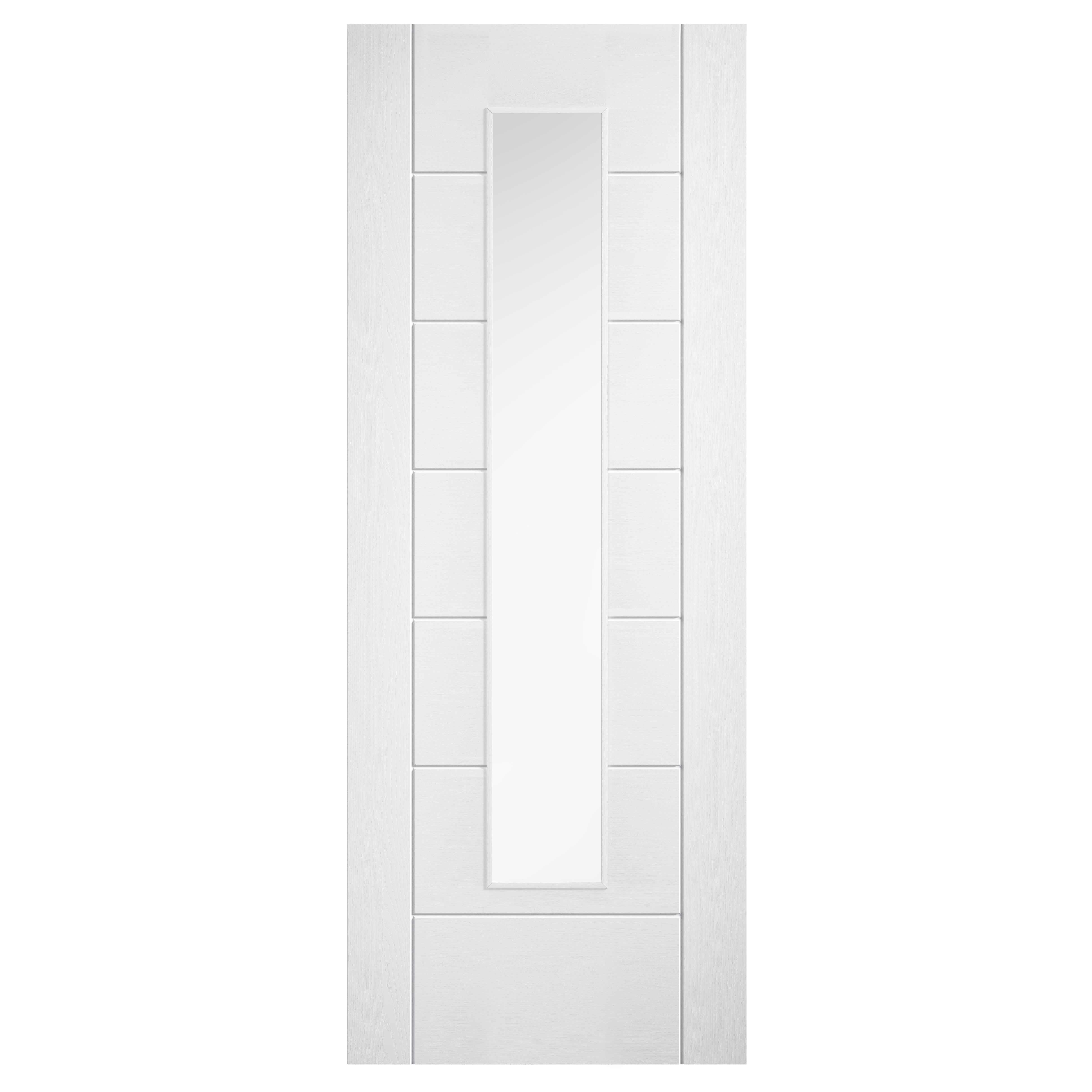 Linear 7-Panel Laminate Glazed Internal Door White