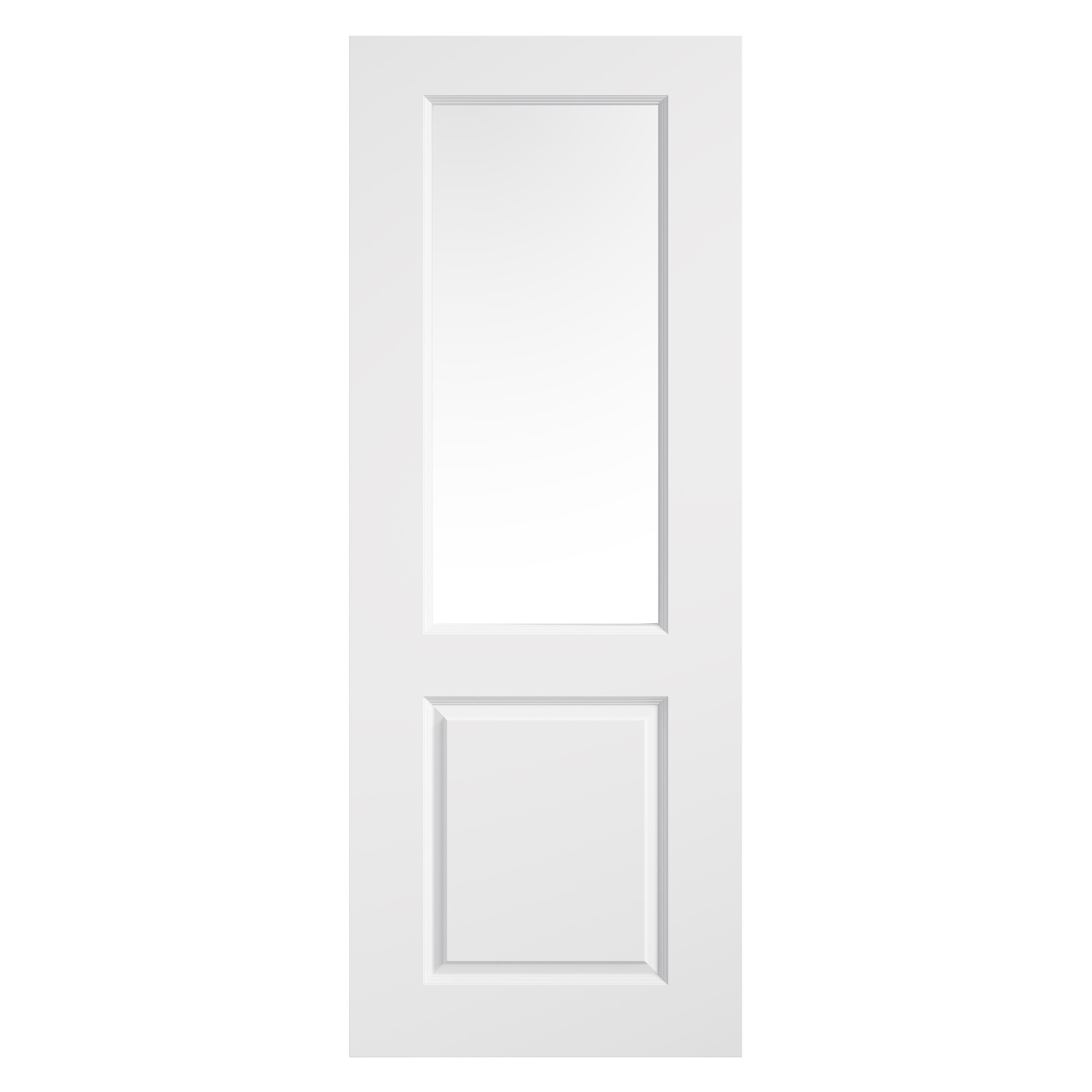 Smooth 2-Panel Primed Moulded Clear Glazed Internal Door White